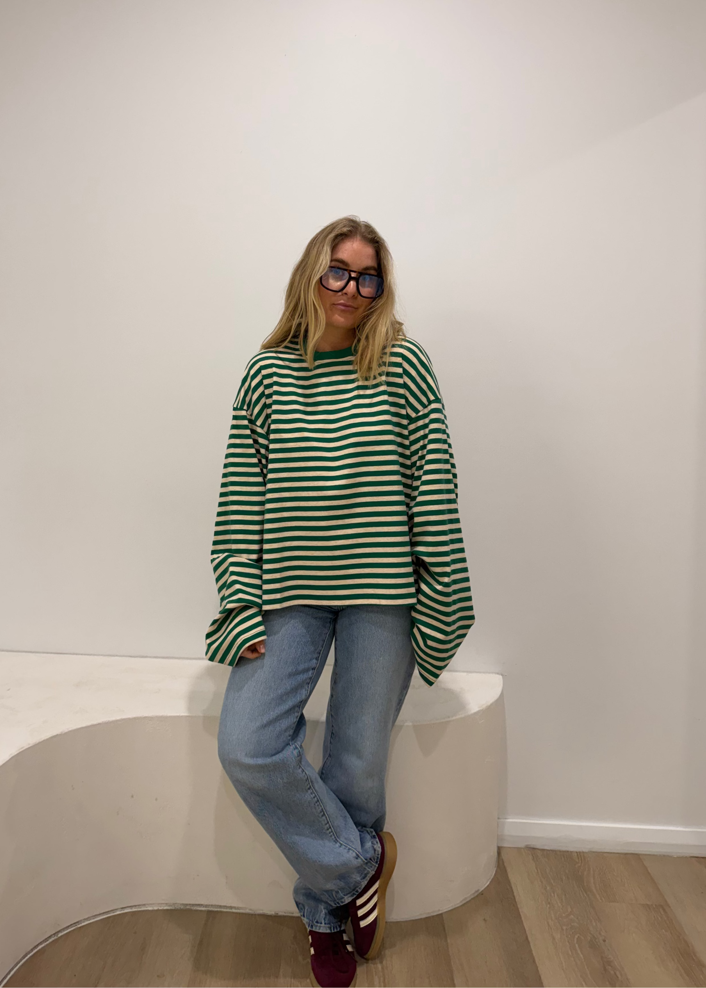 Green Stripe Long Sleeve Tee