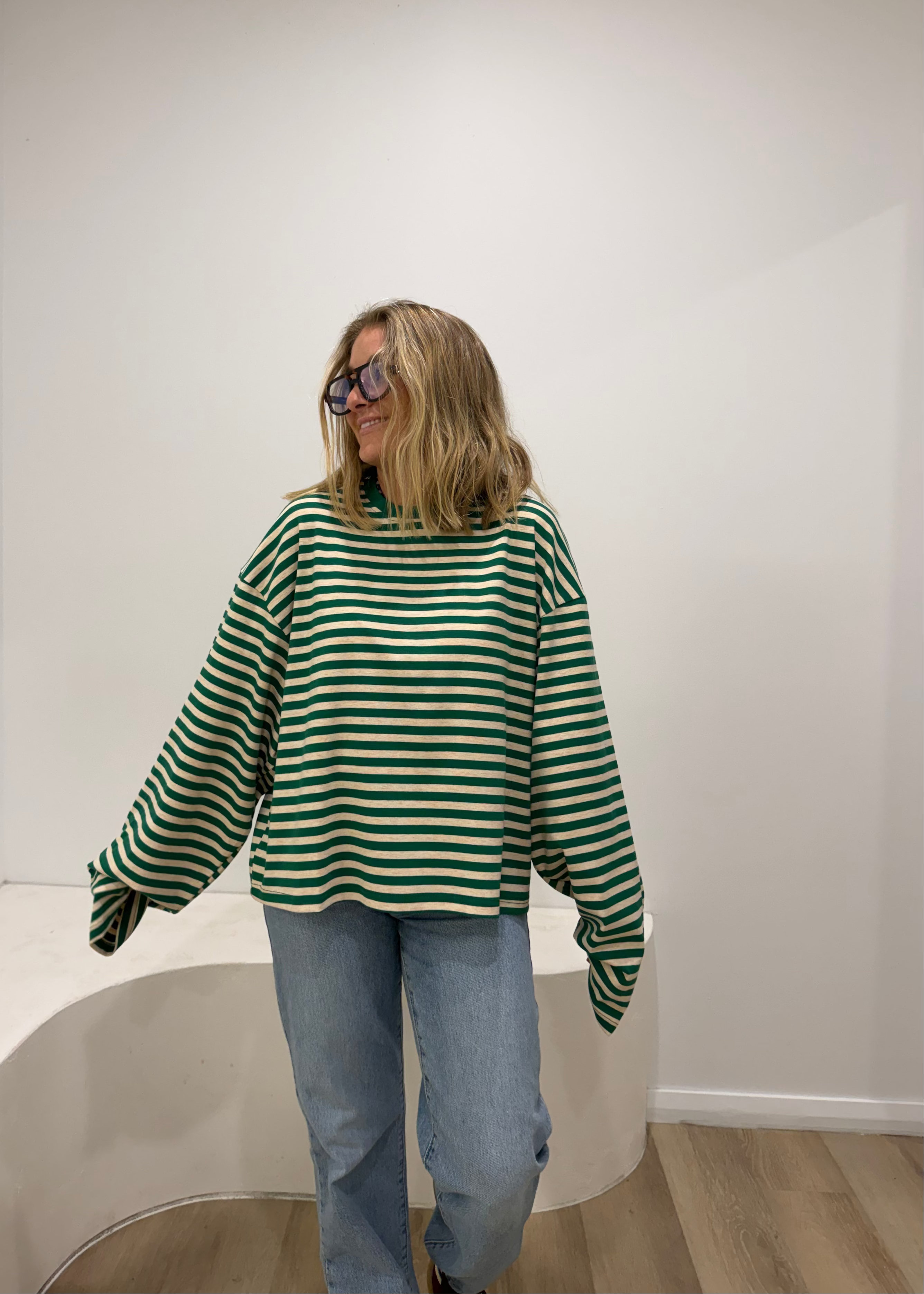 Green Stripe Long Sleeve Tee