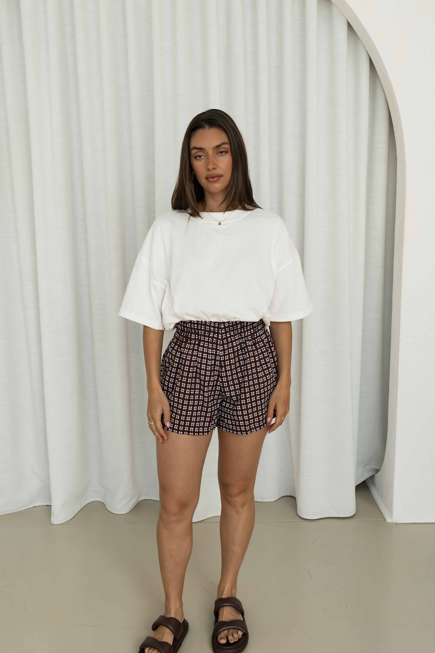 Hall Store Etta Short - Gingham Chocolat
