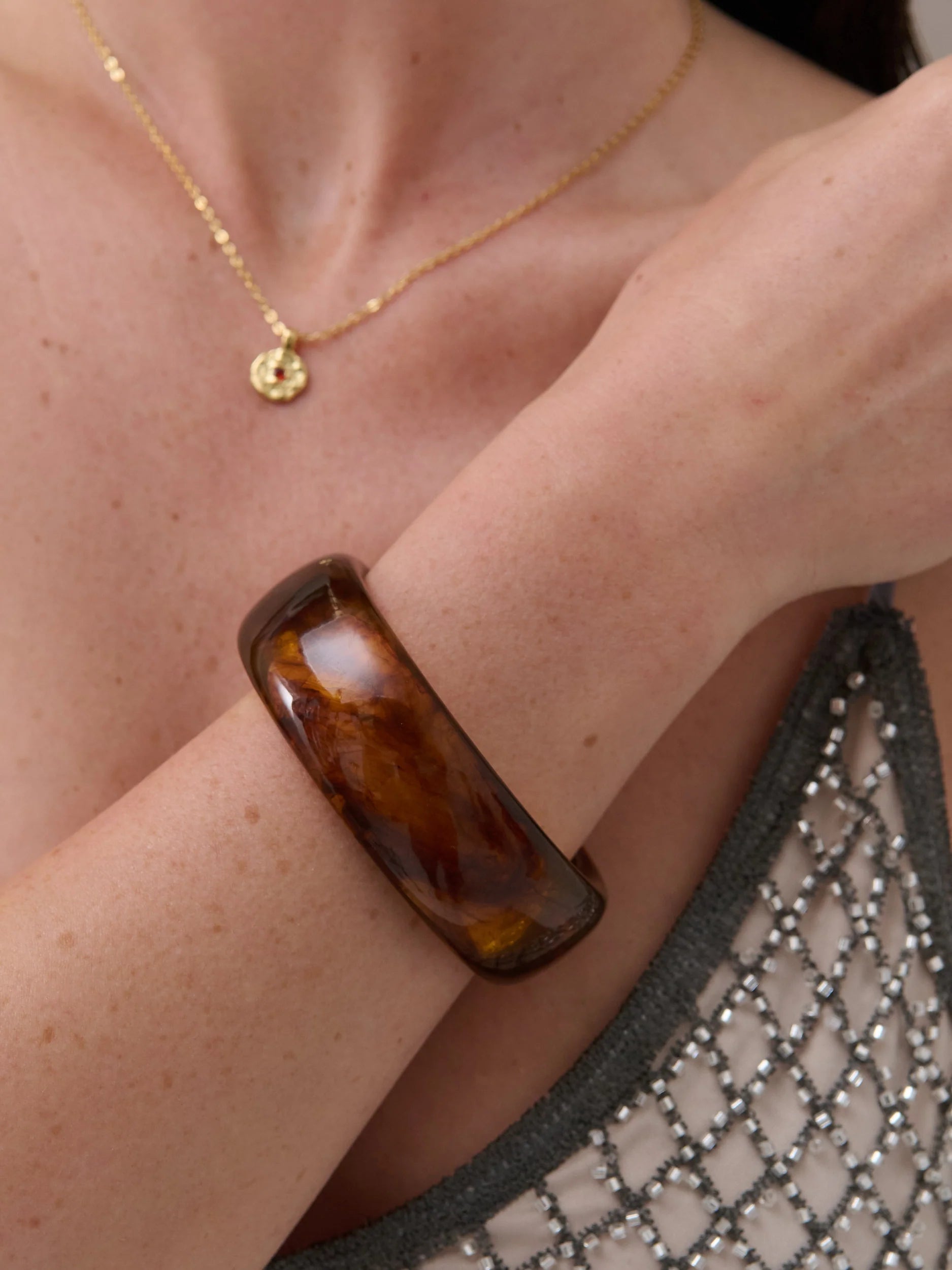Angels Whisper Joey Open Cuff Bangle - Brown