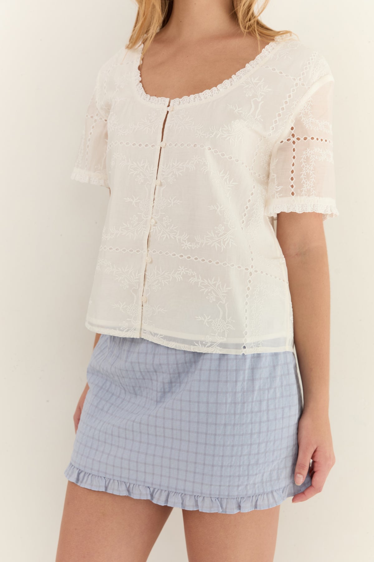 Juni Andi Mini Skirt - Sky Check (Coming Soon)