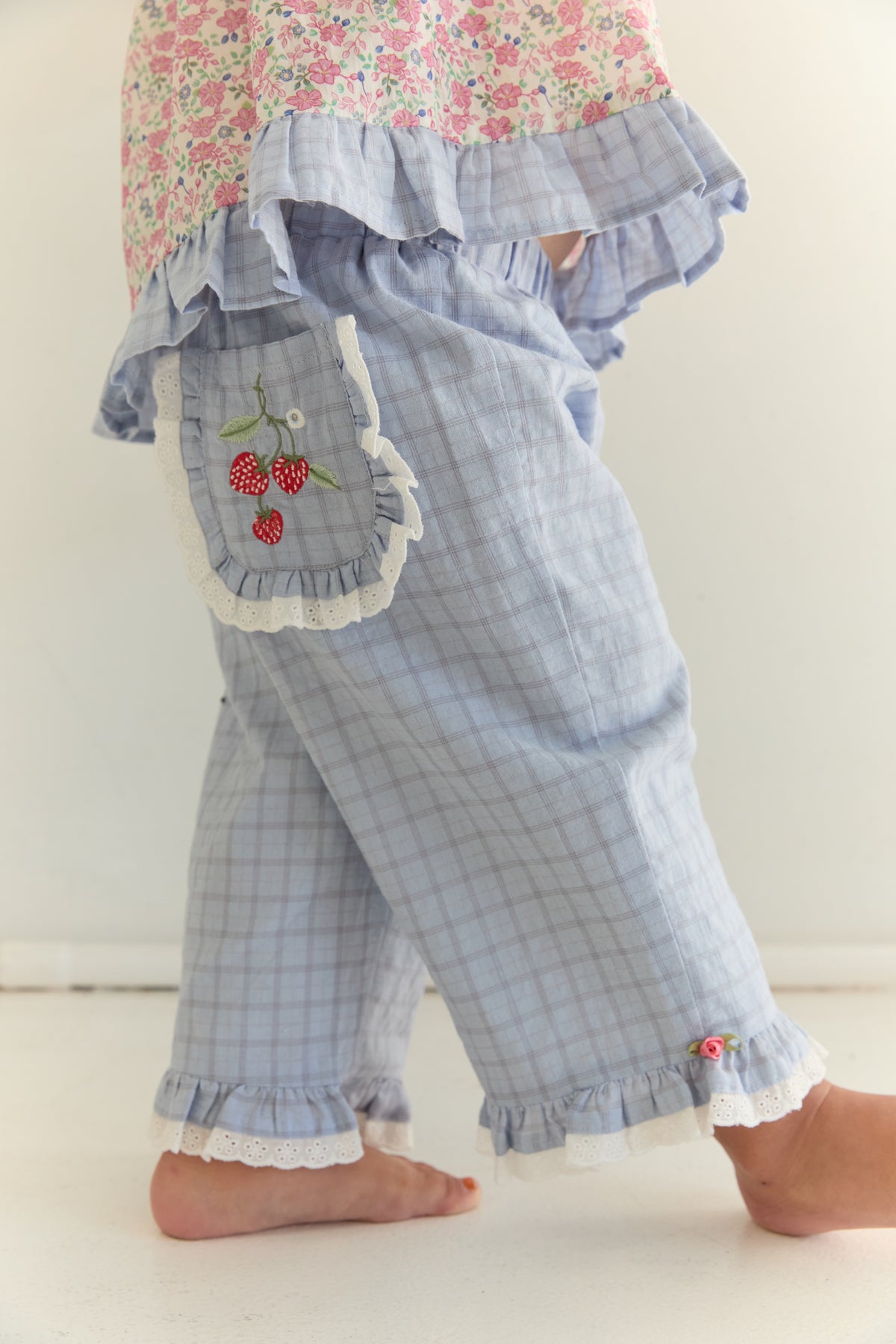 Juni JNR Dora Pant - Sky Gingham (Coming Soon)
