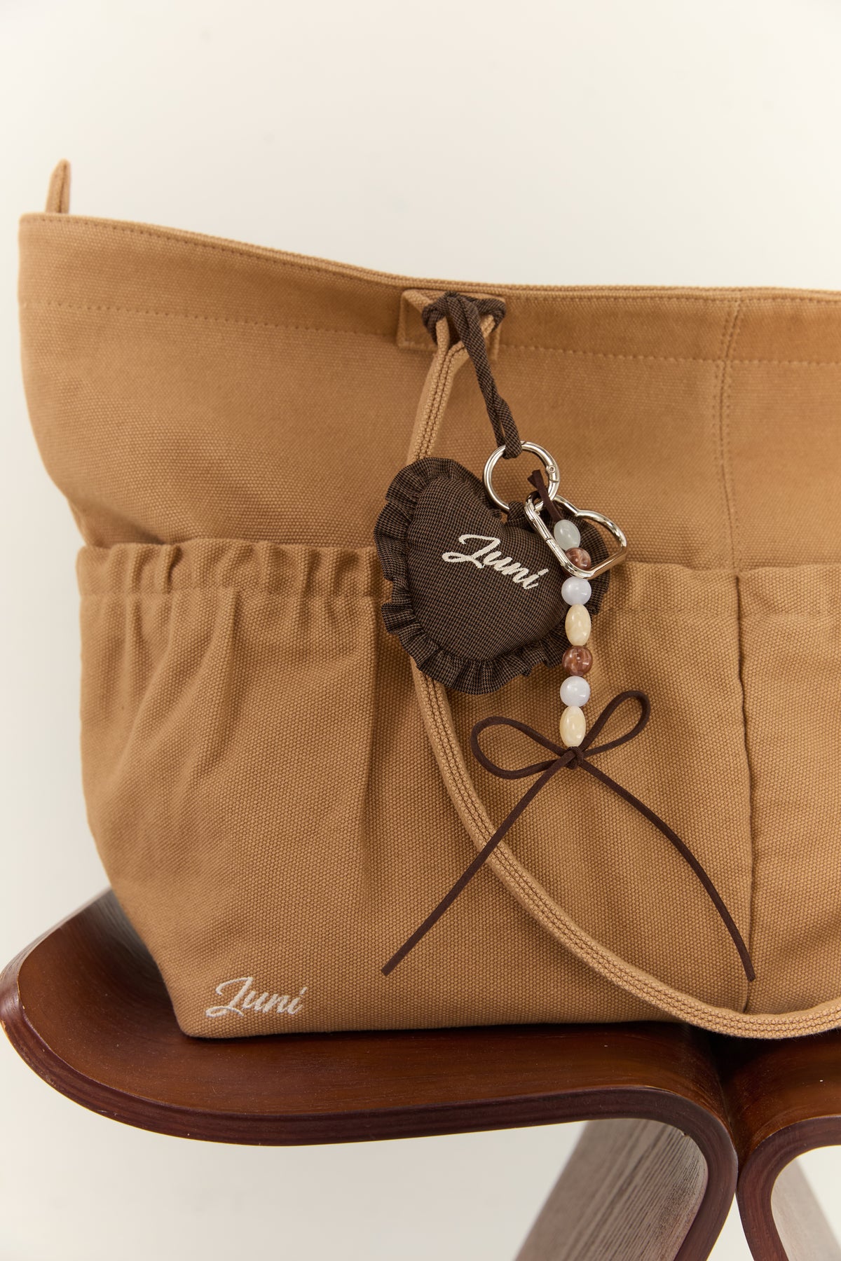 Juni Heart Bag Charm - Espresso Check (Coming Soon)