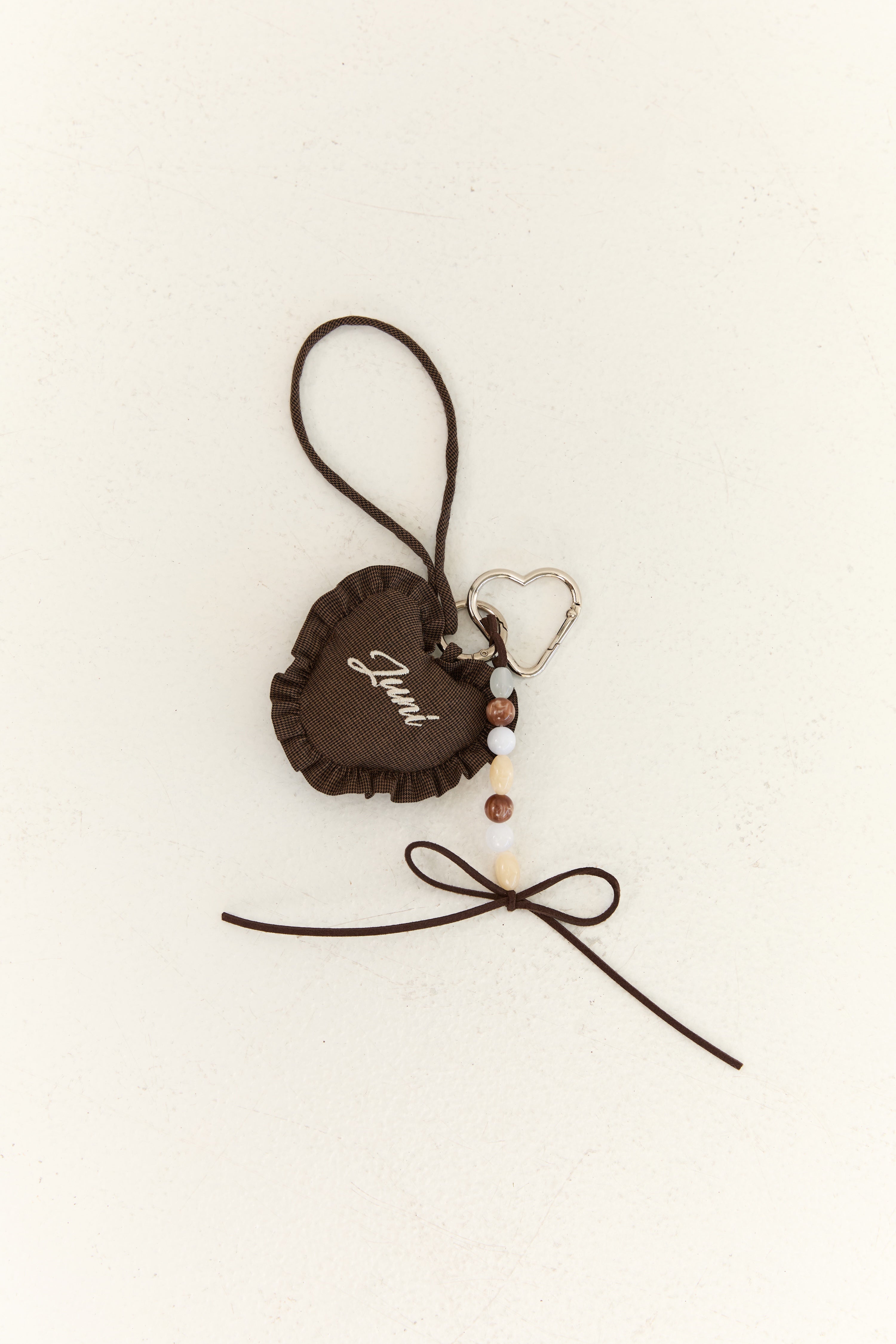 Juni Heart Bag Charm - Espresso Check (Coming Soon)