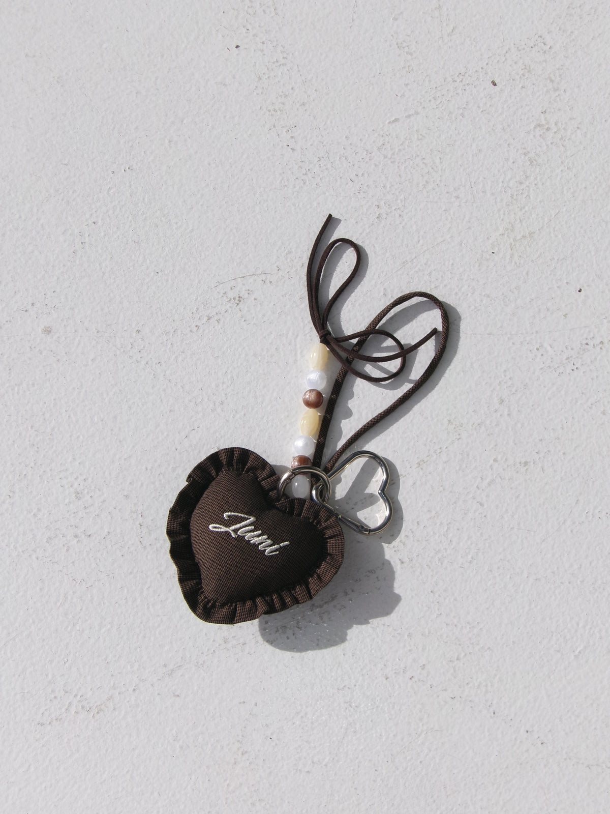 Juni Heart Bag Charm - Espresso Check (Coming Soon)