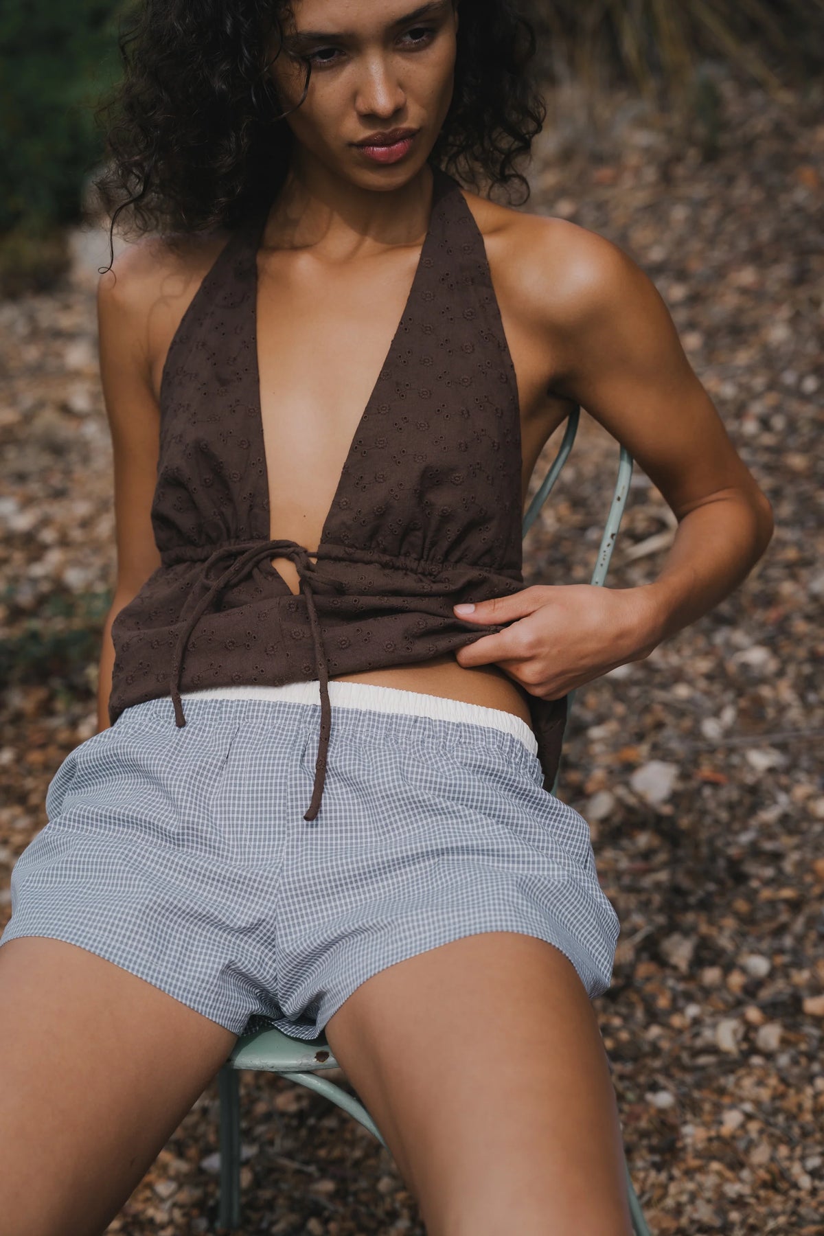 Juni Lucia Boxer Short - Grey Check COMING SOON