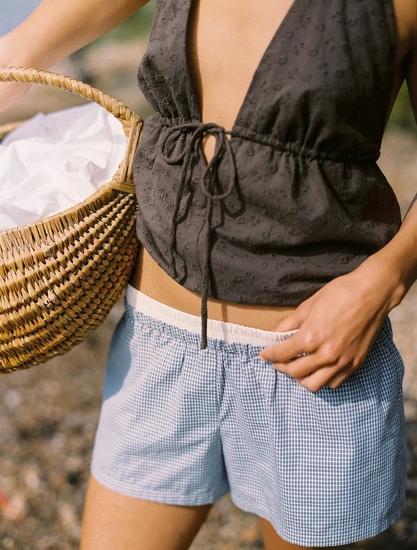 Juni Lucia Boxer Short - Grey Check COMING SOON