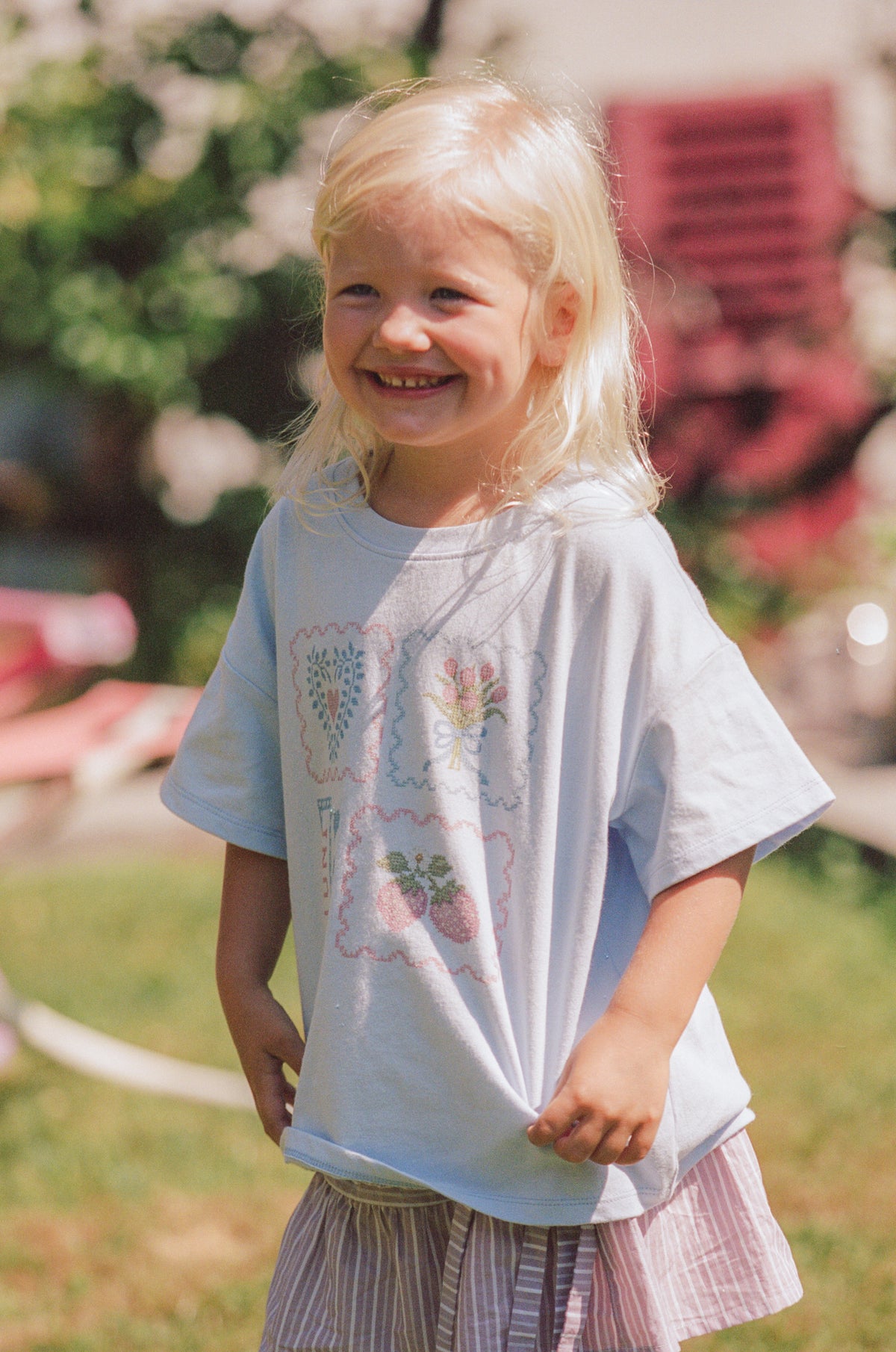 Juni JNR Patchwork Tee - Sky (Coming Soon)