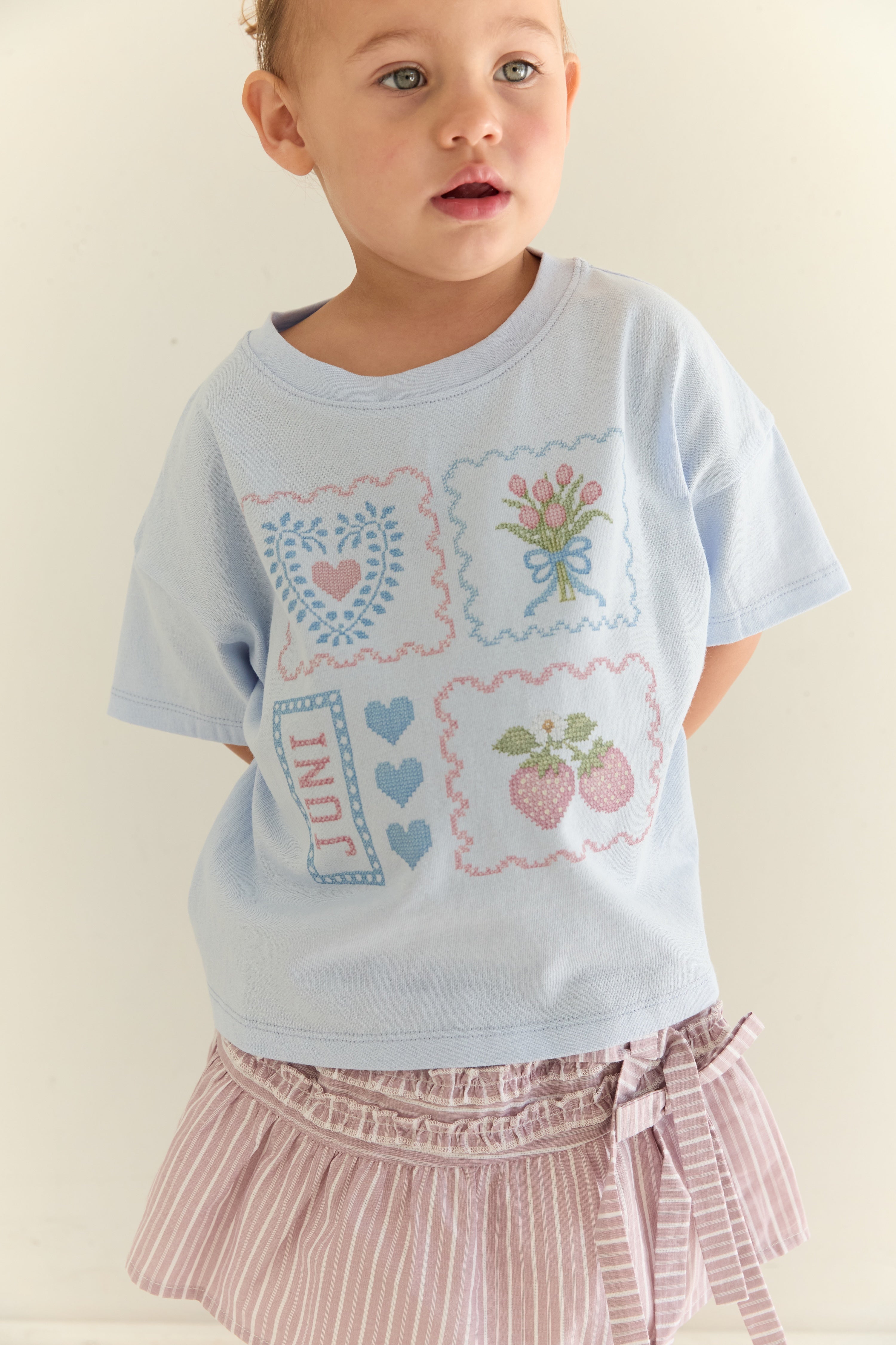 Juni JNR Patchwork Tee - Sky (Coming Soon)