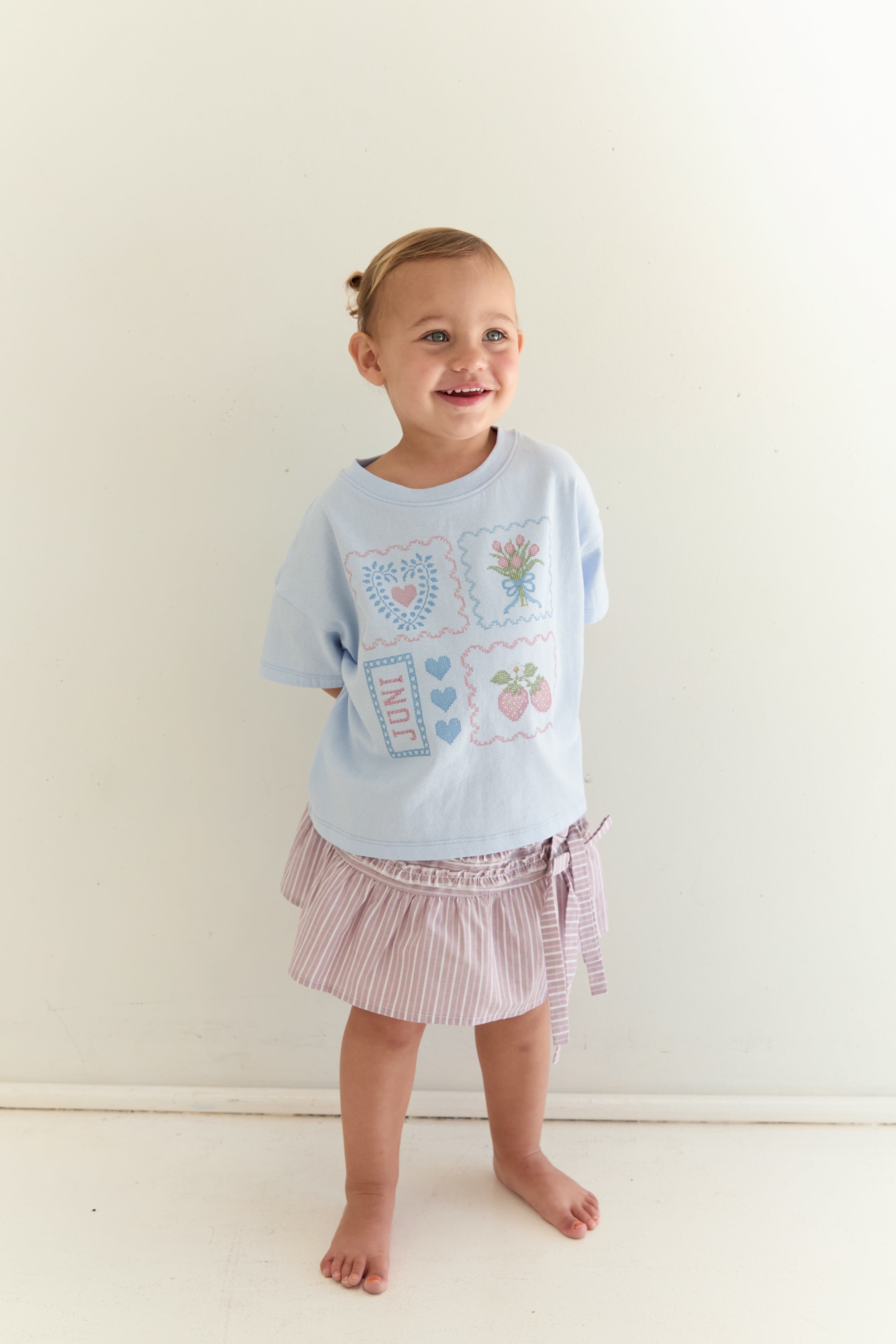 Juni JNR Patchwork Tee - Sky (Coming Soon)