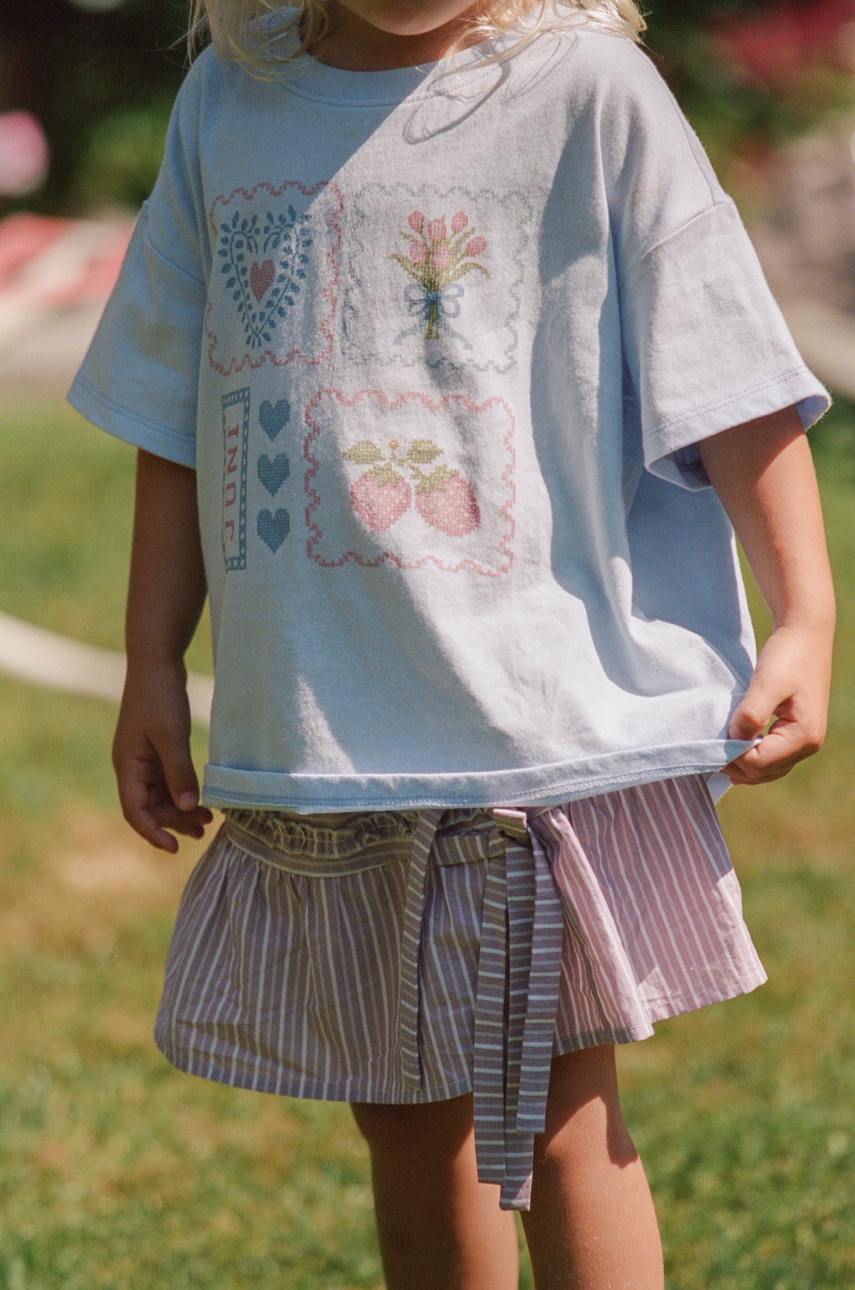 Juni JNR Patchwork Tee - Sky (Coming Soon)