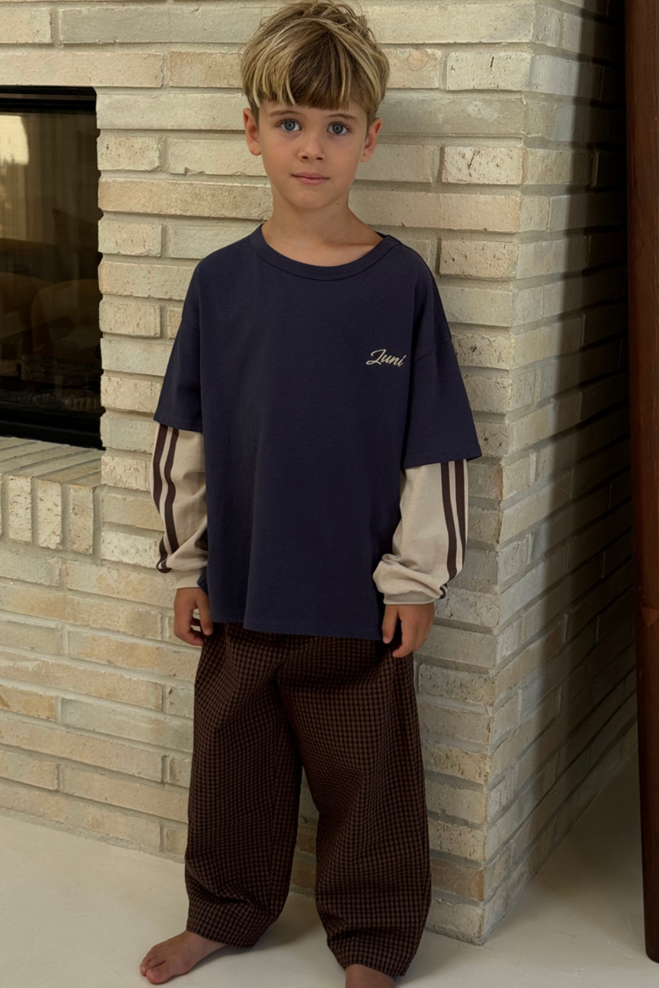 JUNI JNR Rhode Layered Tee - Navy