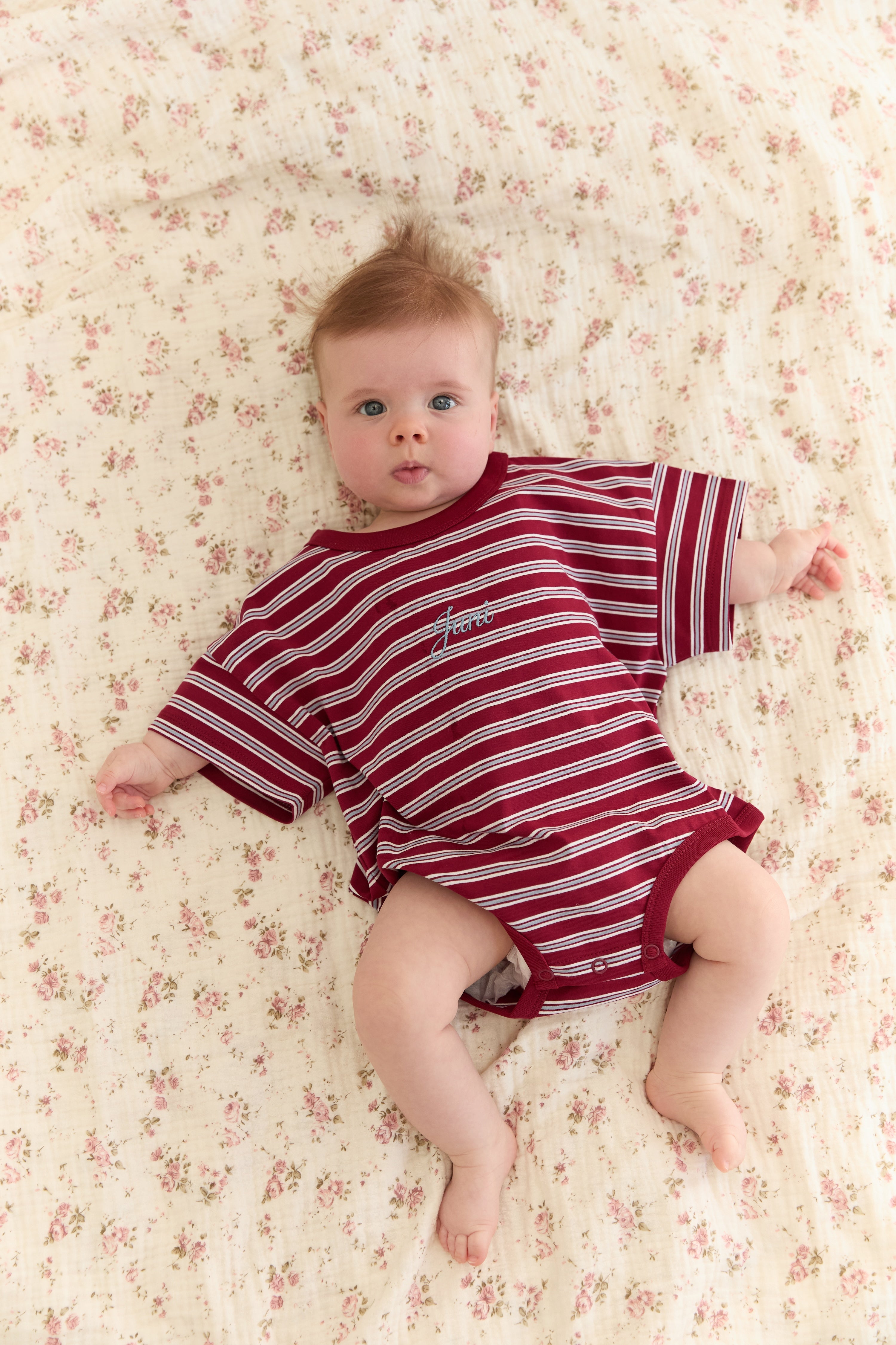 Juni JNR Riley T-Shirt Romper - Cherry Stripe (Coming Soon)