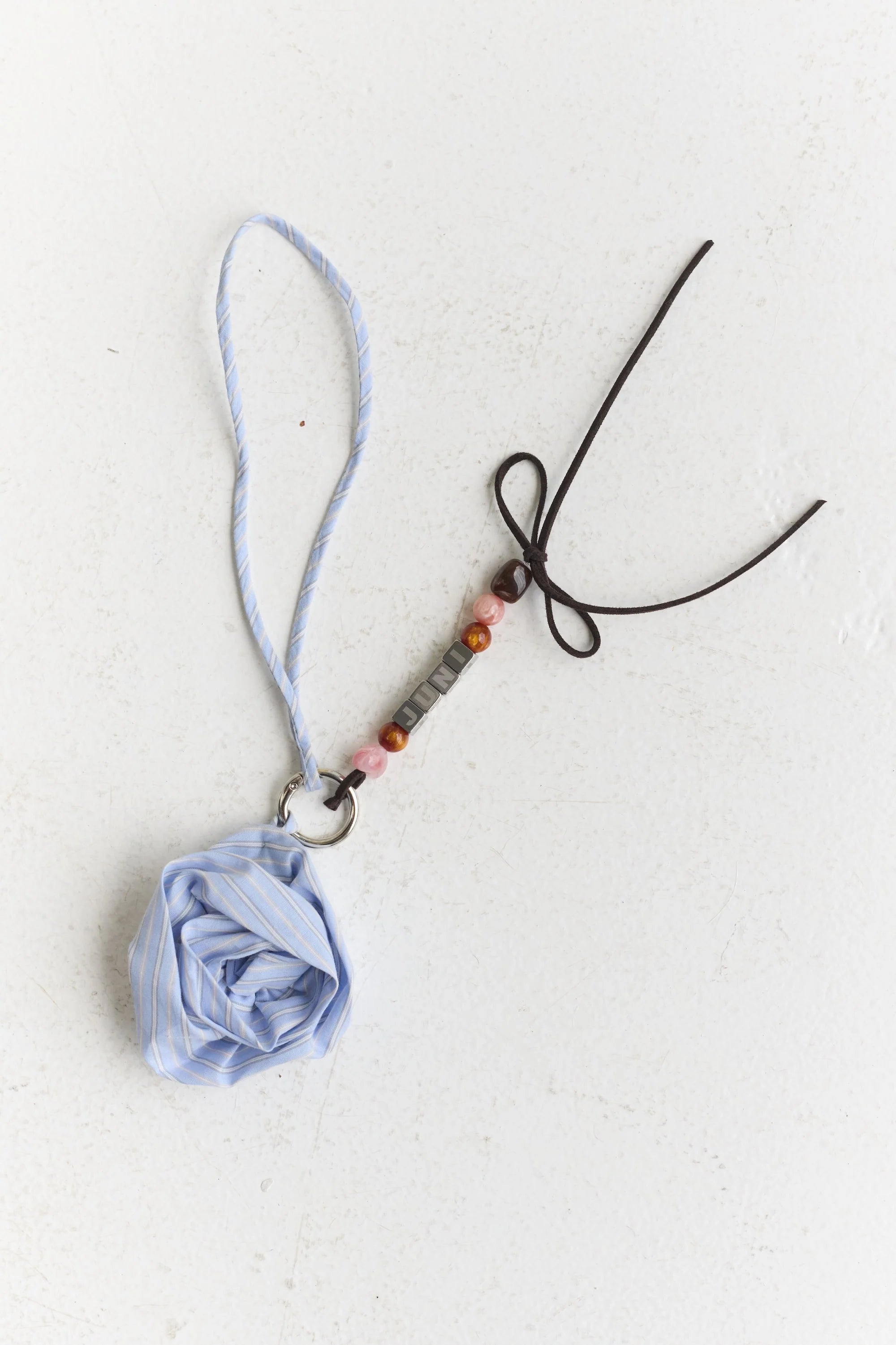 Juni Rose Bag Charm - Blue Stripe