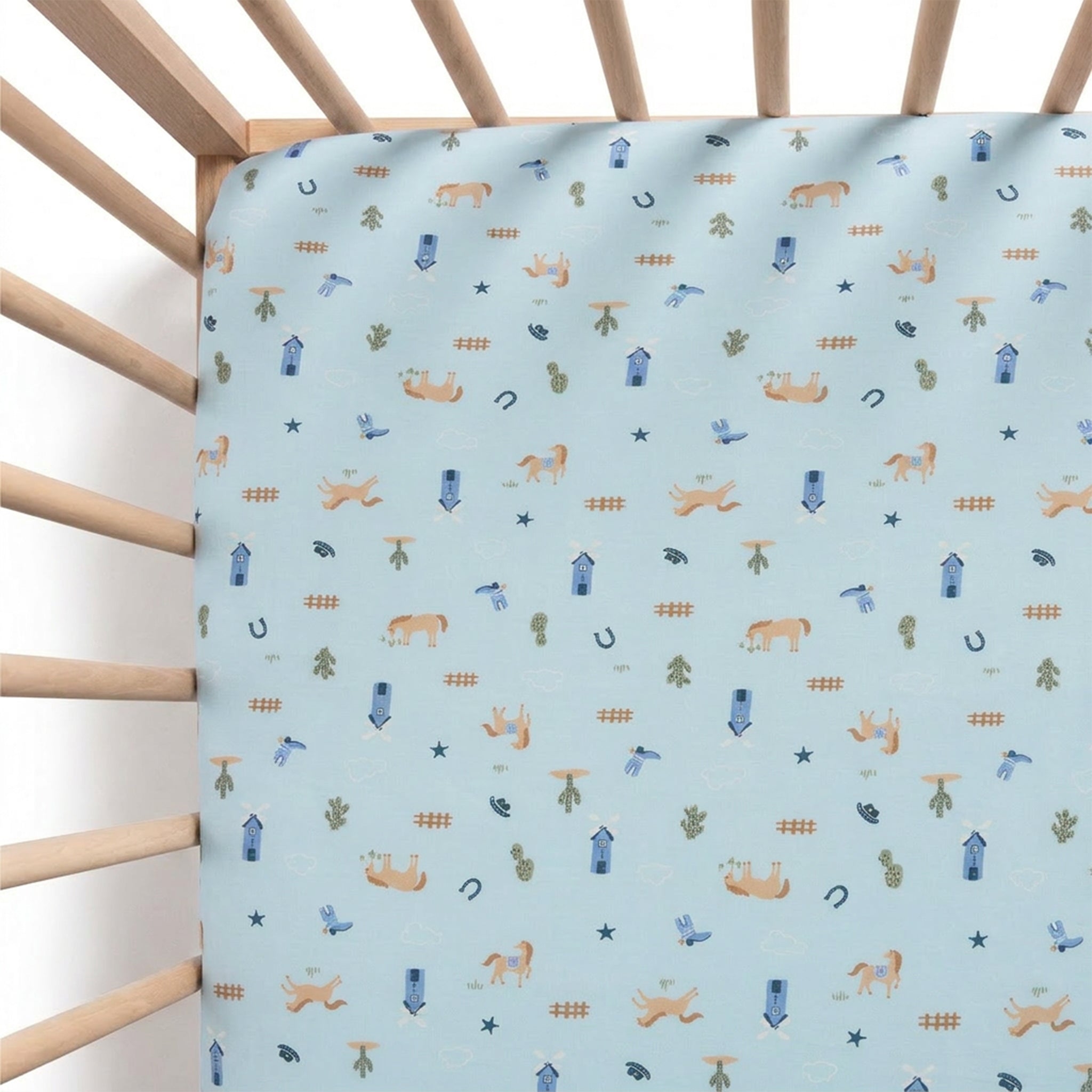 KYND Fitted Cot Sheet - Country Blue