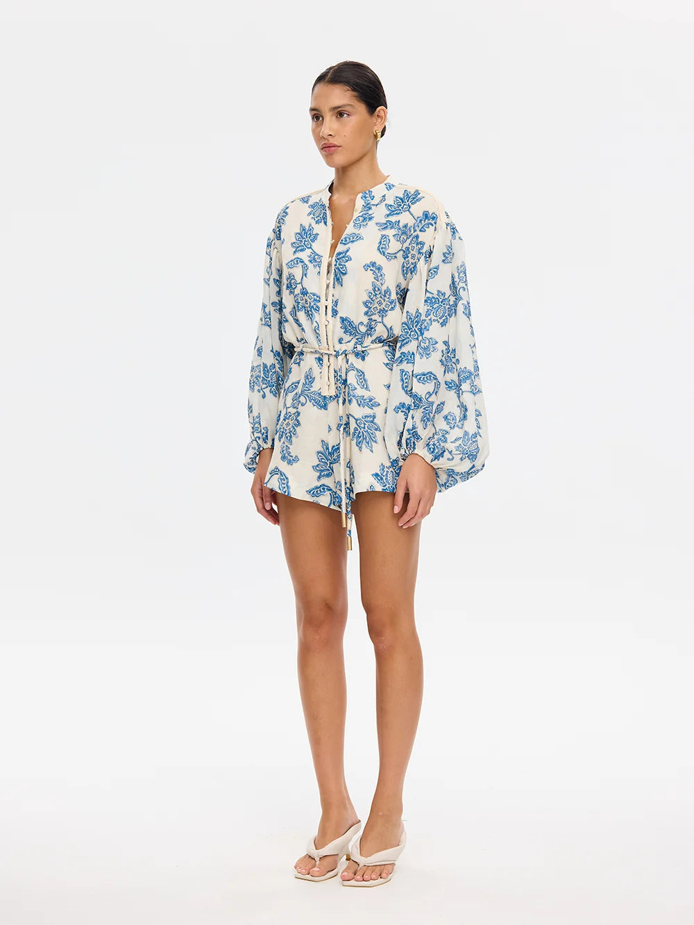 Kivari Bluebell Playsuit - Blue Ecru