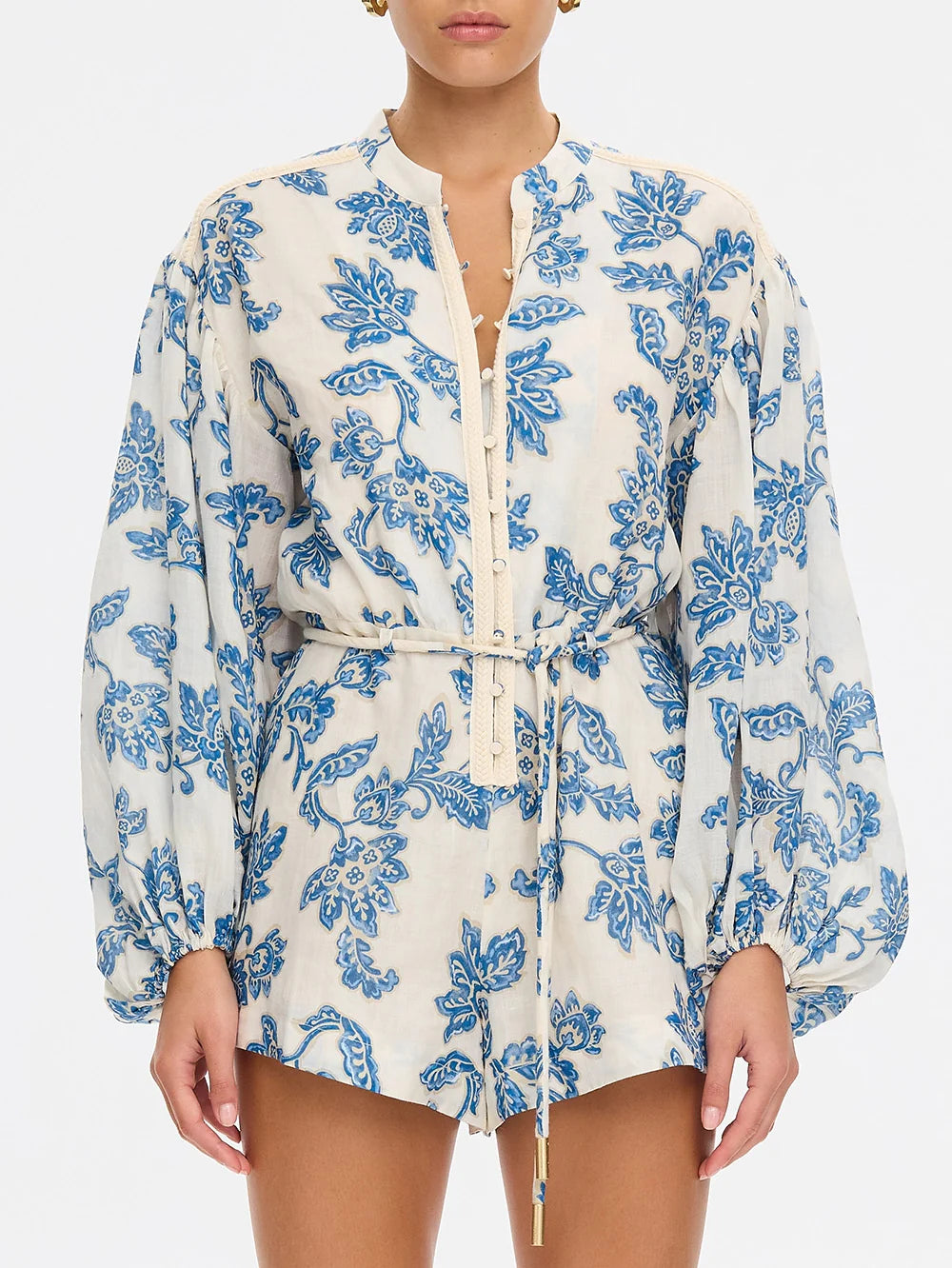 Kivari Bluebell Playsuit - Blue Ecru