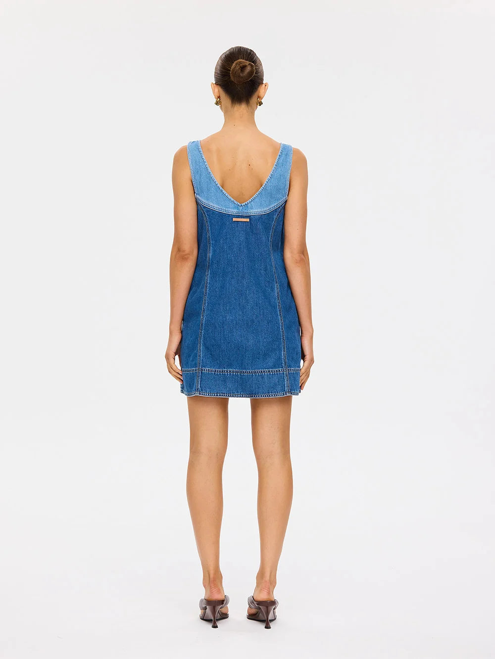 Kivari Coralie Denim Mini Dress - Two Tone Blue