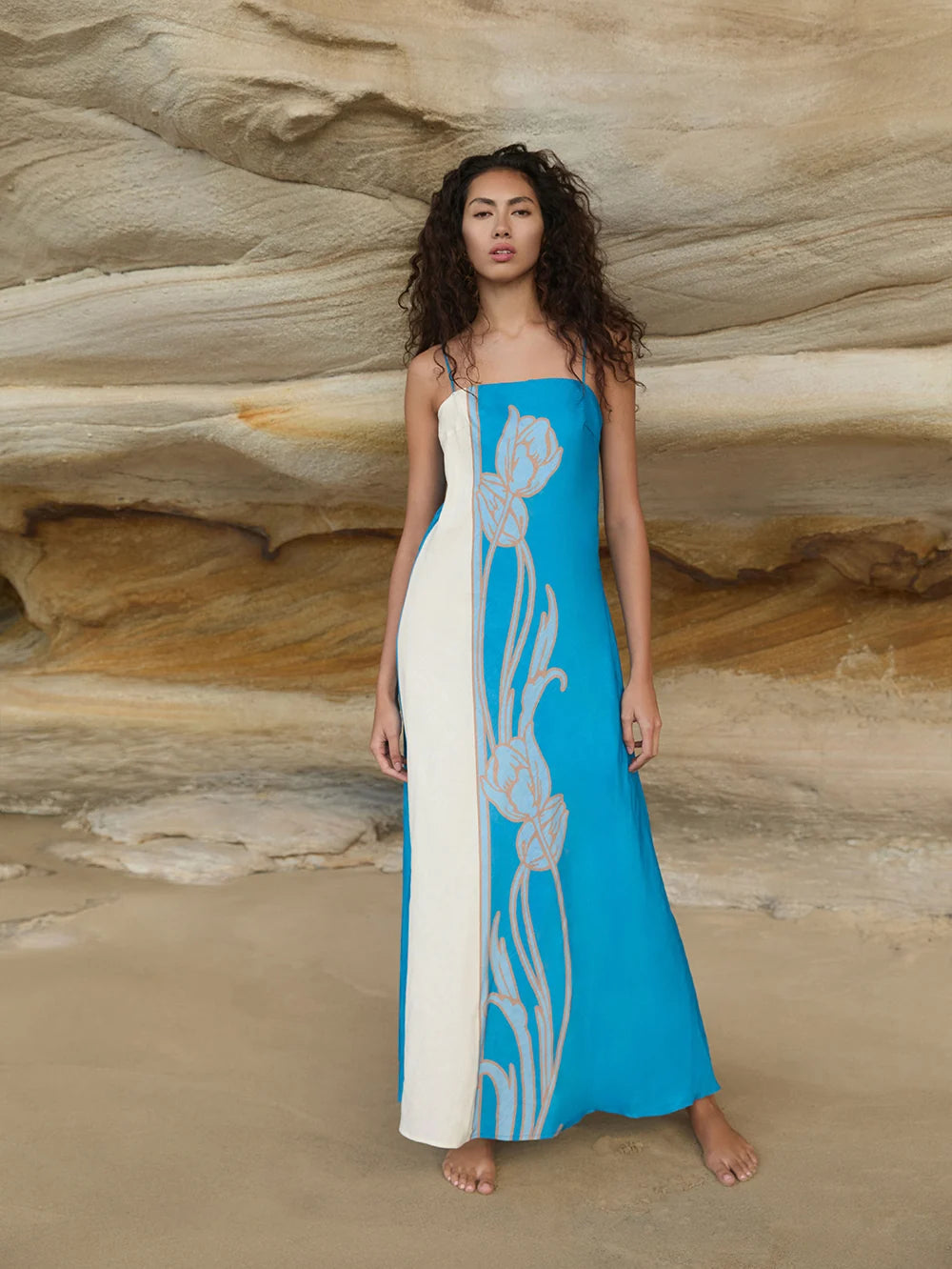 Kivari Fleur Maxi Dress - Blue/Ivory