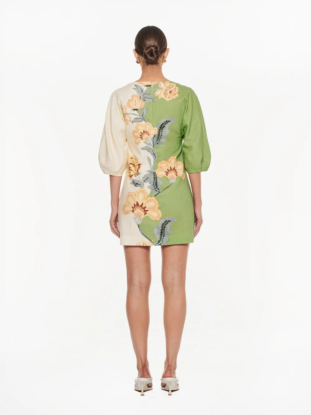 Kivari Lotte Mini Dress - Green/ Cream