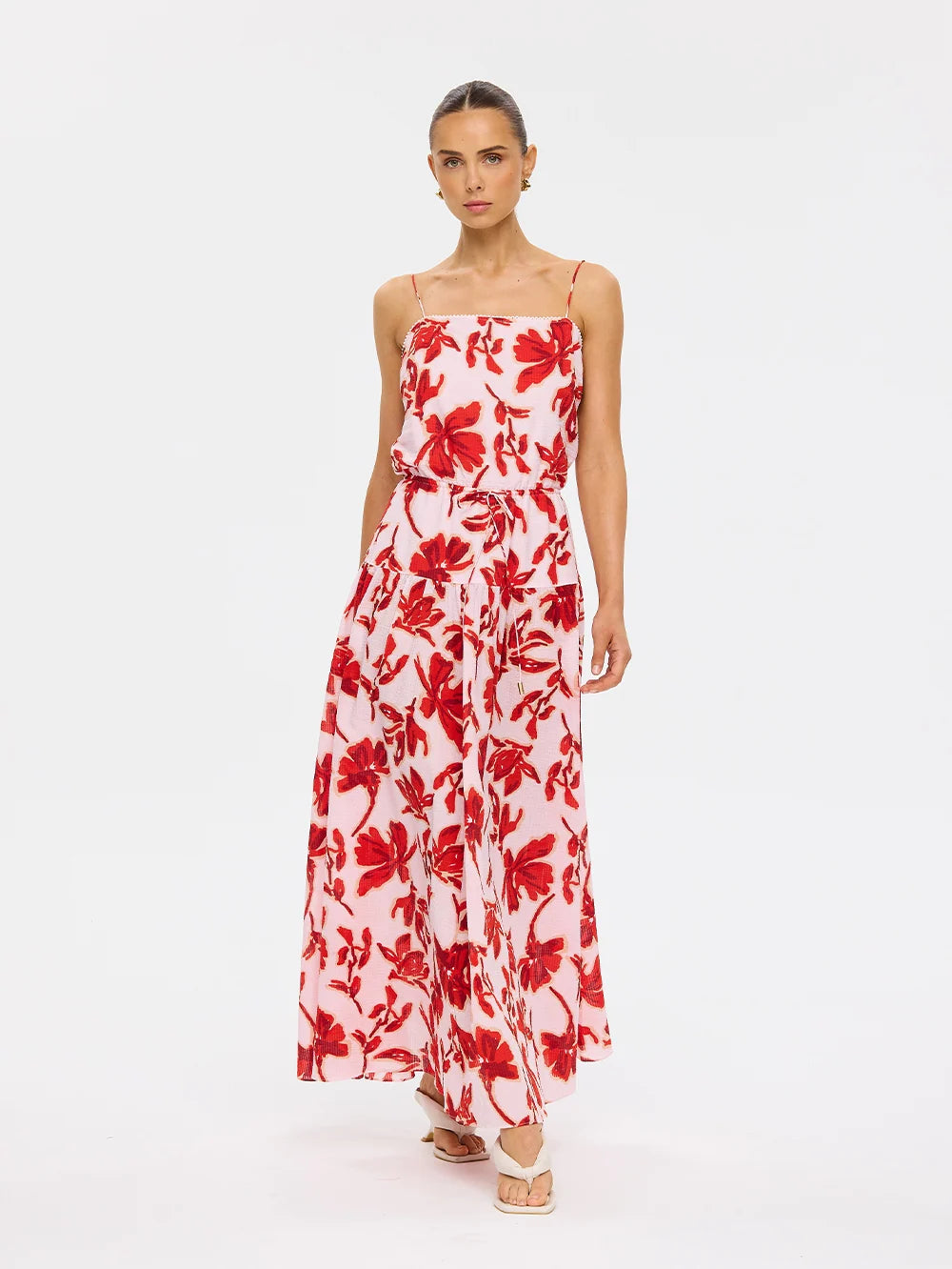 Kivari Rosalie Strappy Maxi Dress - Red
