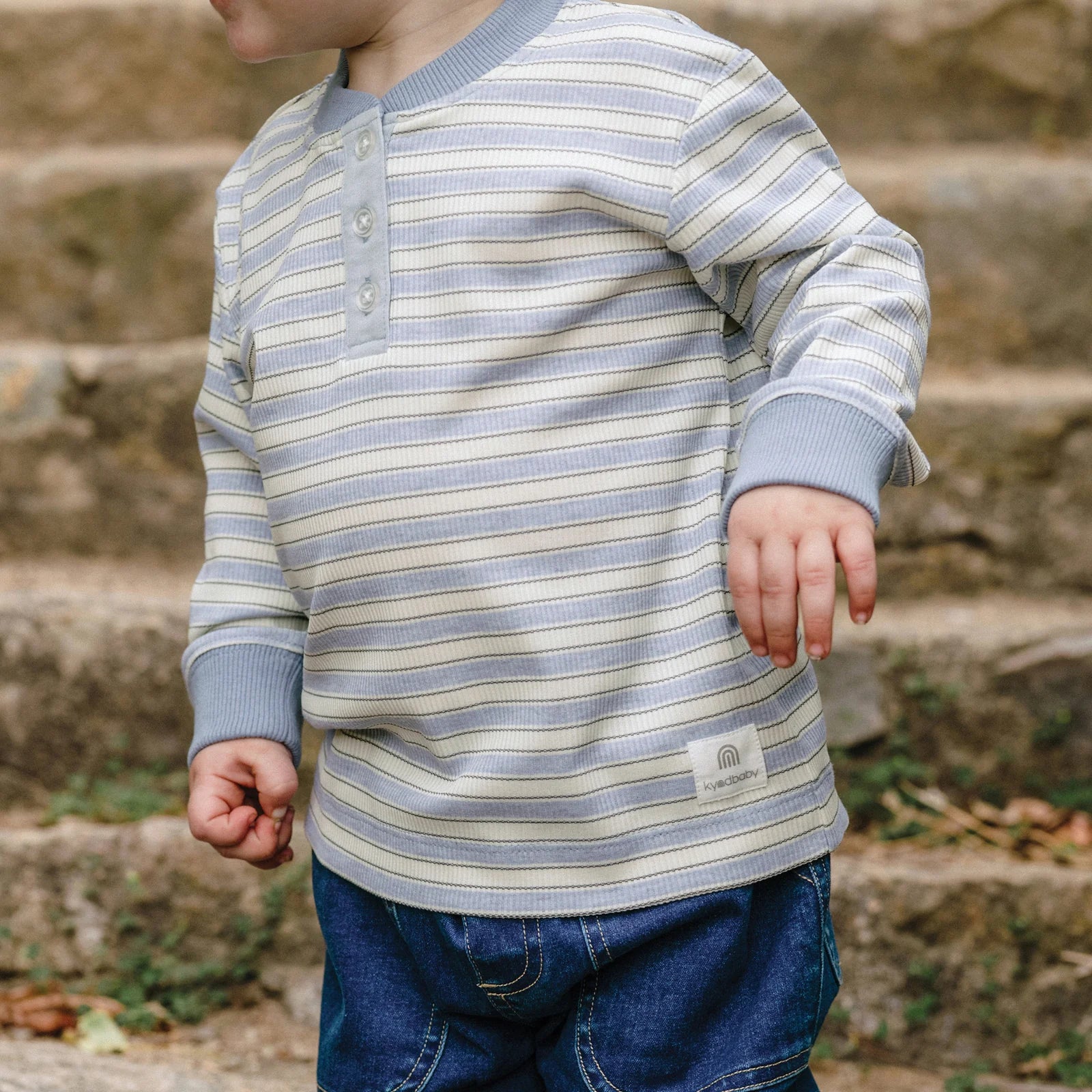 Kynd Baby Henley Top - Sky Blue Stripe