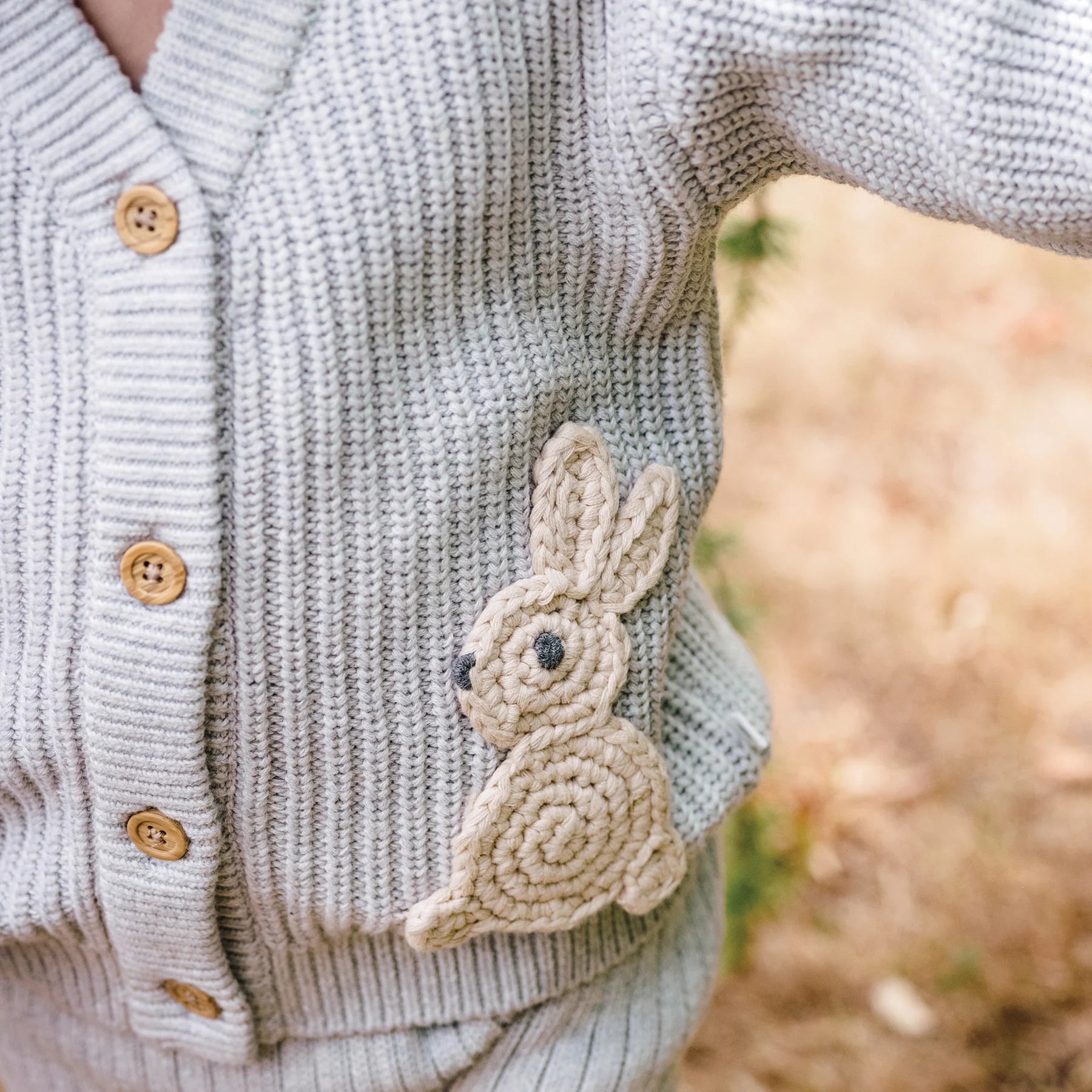 Kynd Baby Knit Bunny Cardigan - Snow Marle