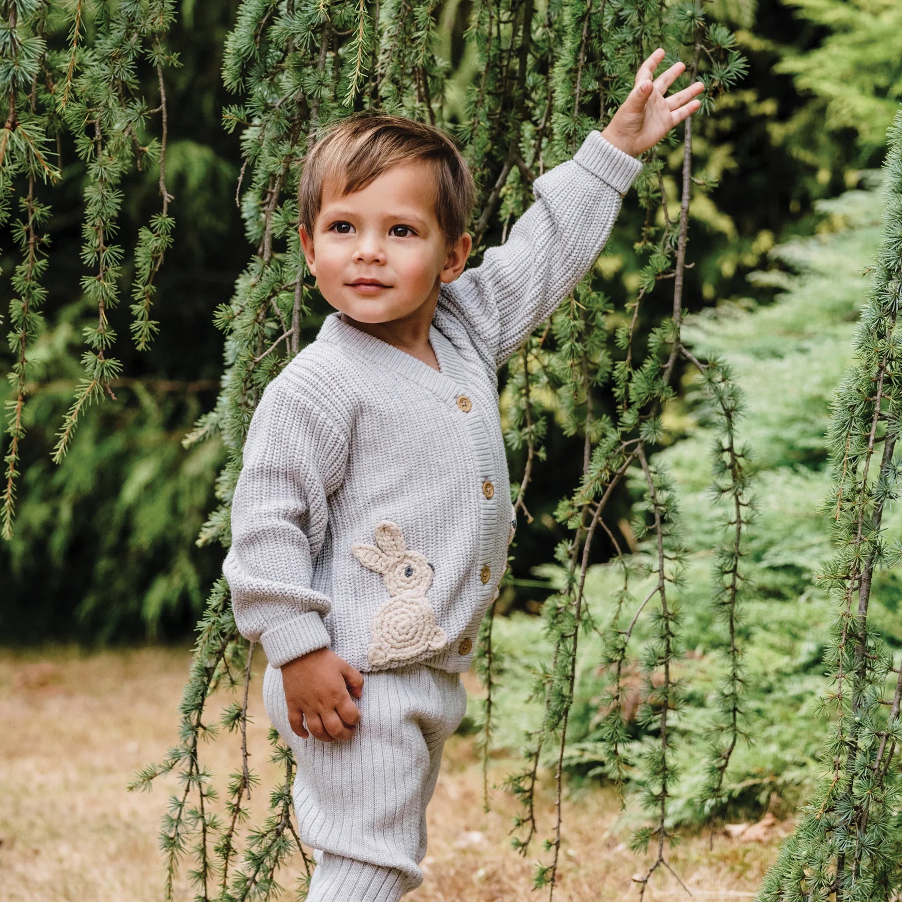 Kynd Baby Knit Bunny Cardigan - Snow Marle