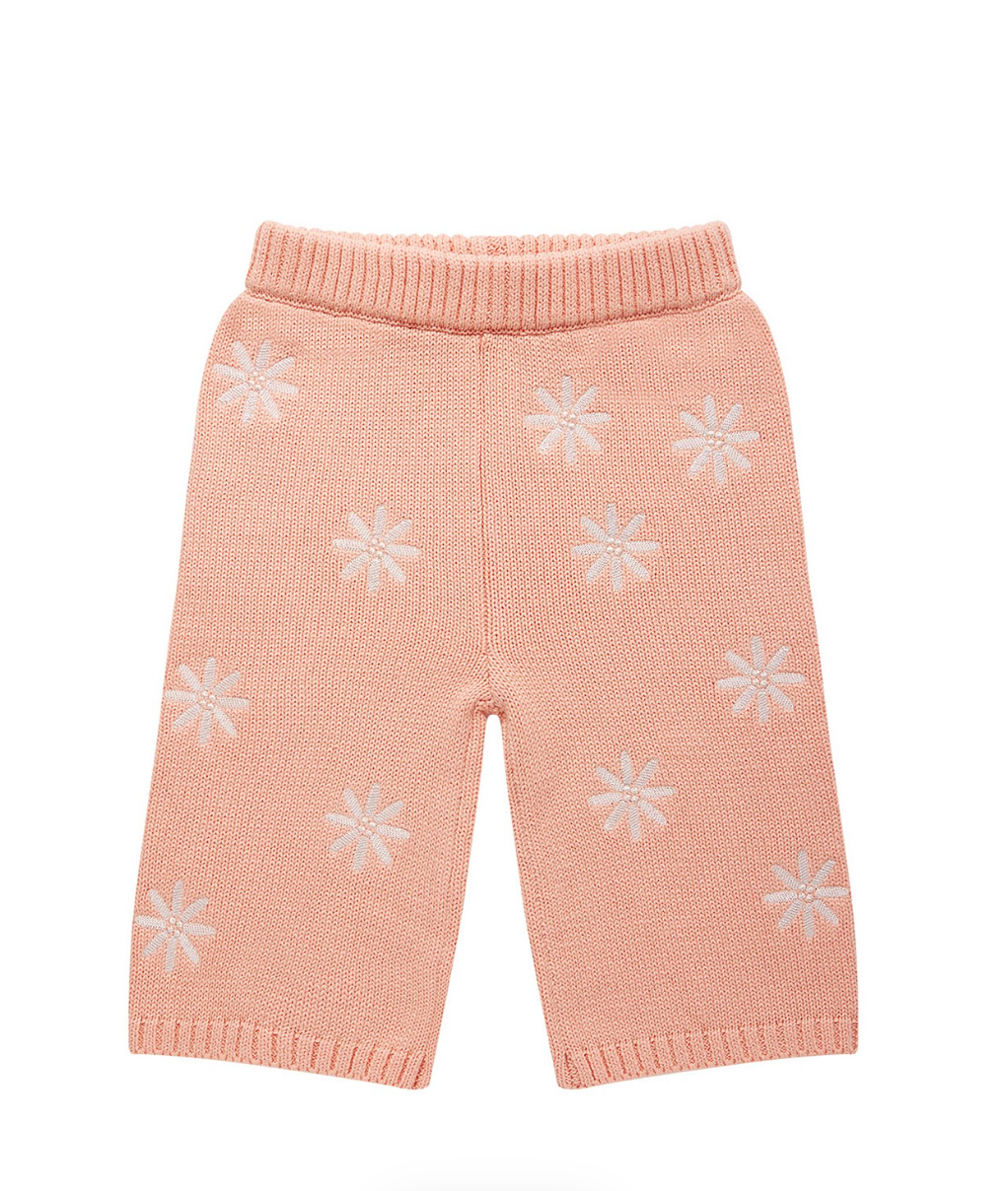 Kynd Embroidered Knit Flare Pant - Pearl