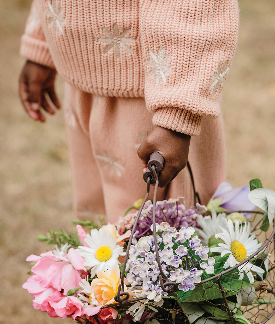 Kynd Embroidered Knit Flare Pant - Pearl