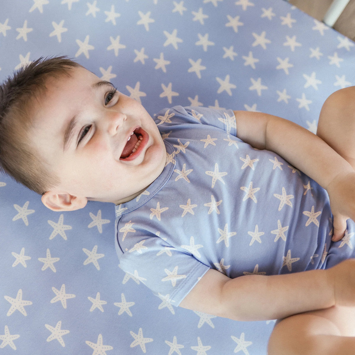 Kynd Fitted Cot Sheet - Star Fish Blue