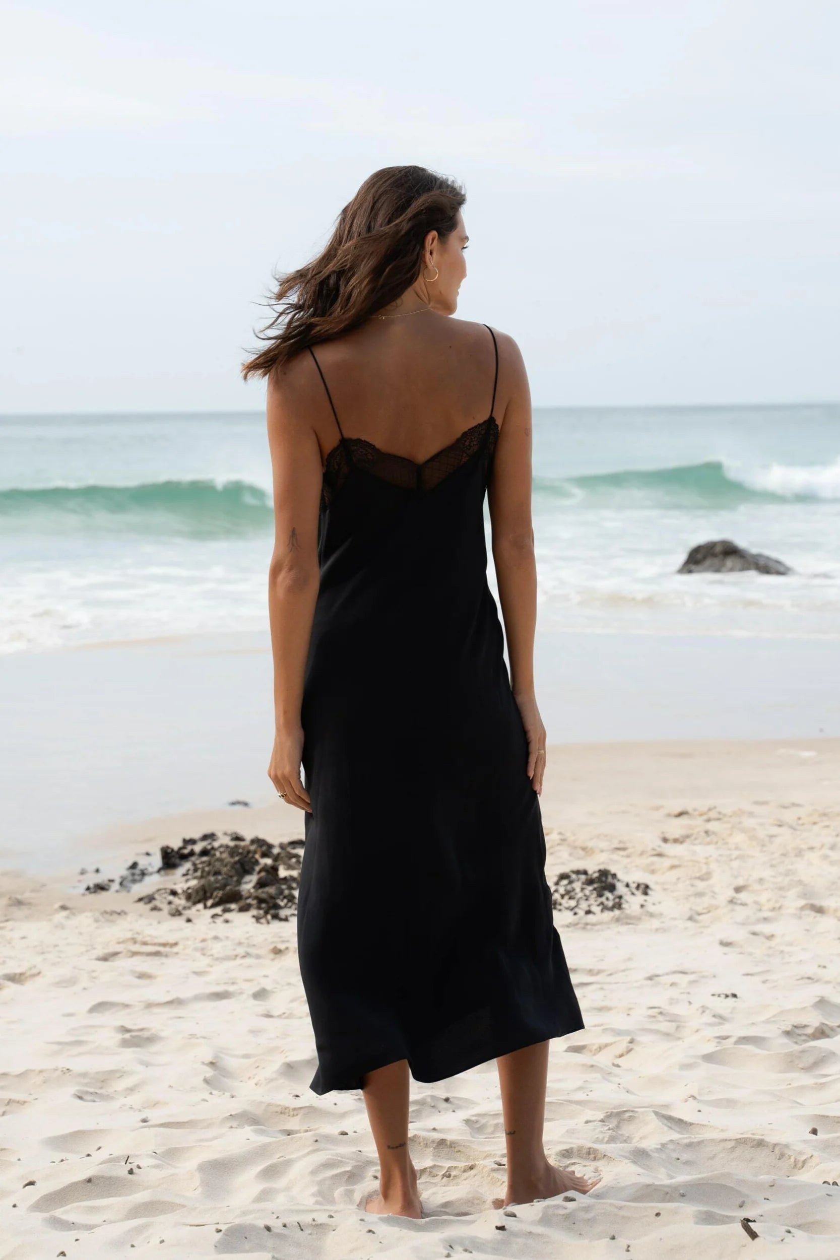 Lilly Pilly Freya Silk Slip - Black