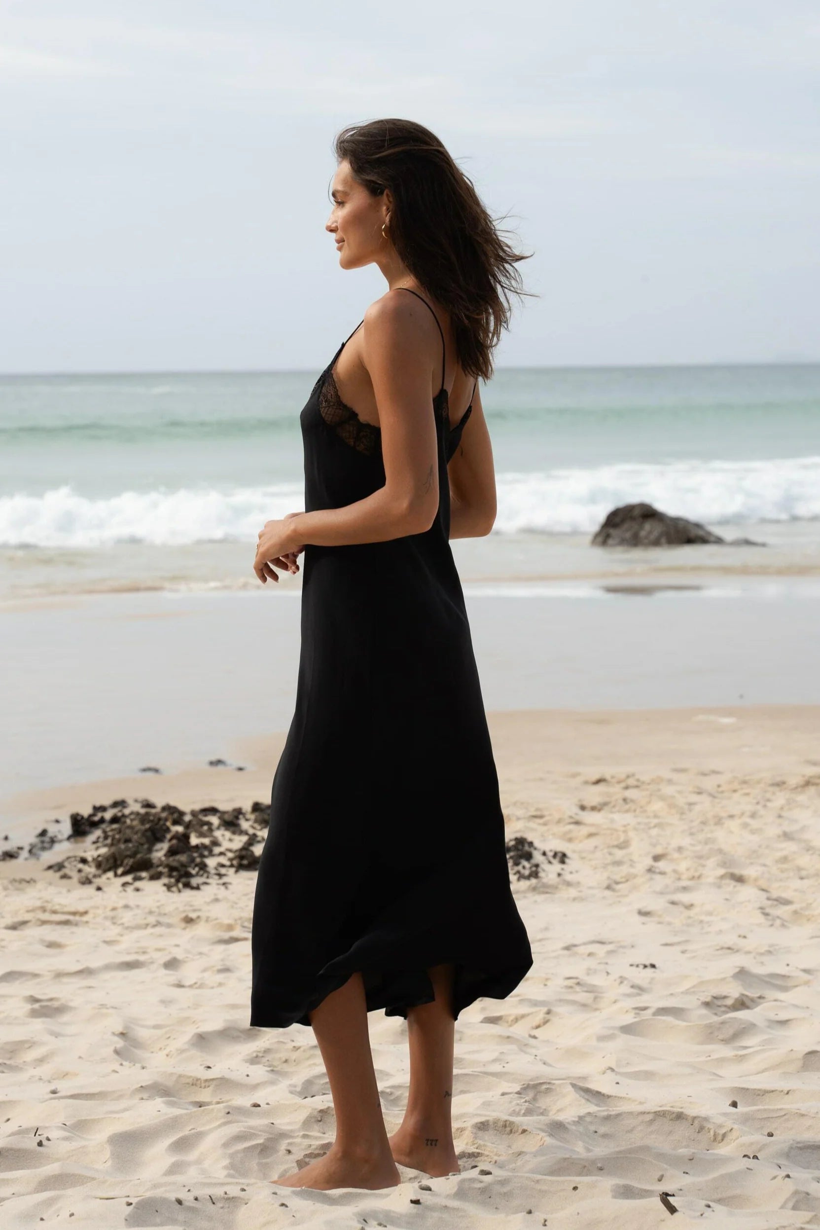 Lilly Pilly Freya Silk Slip - Black
