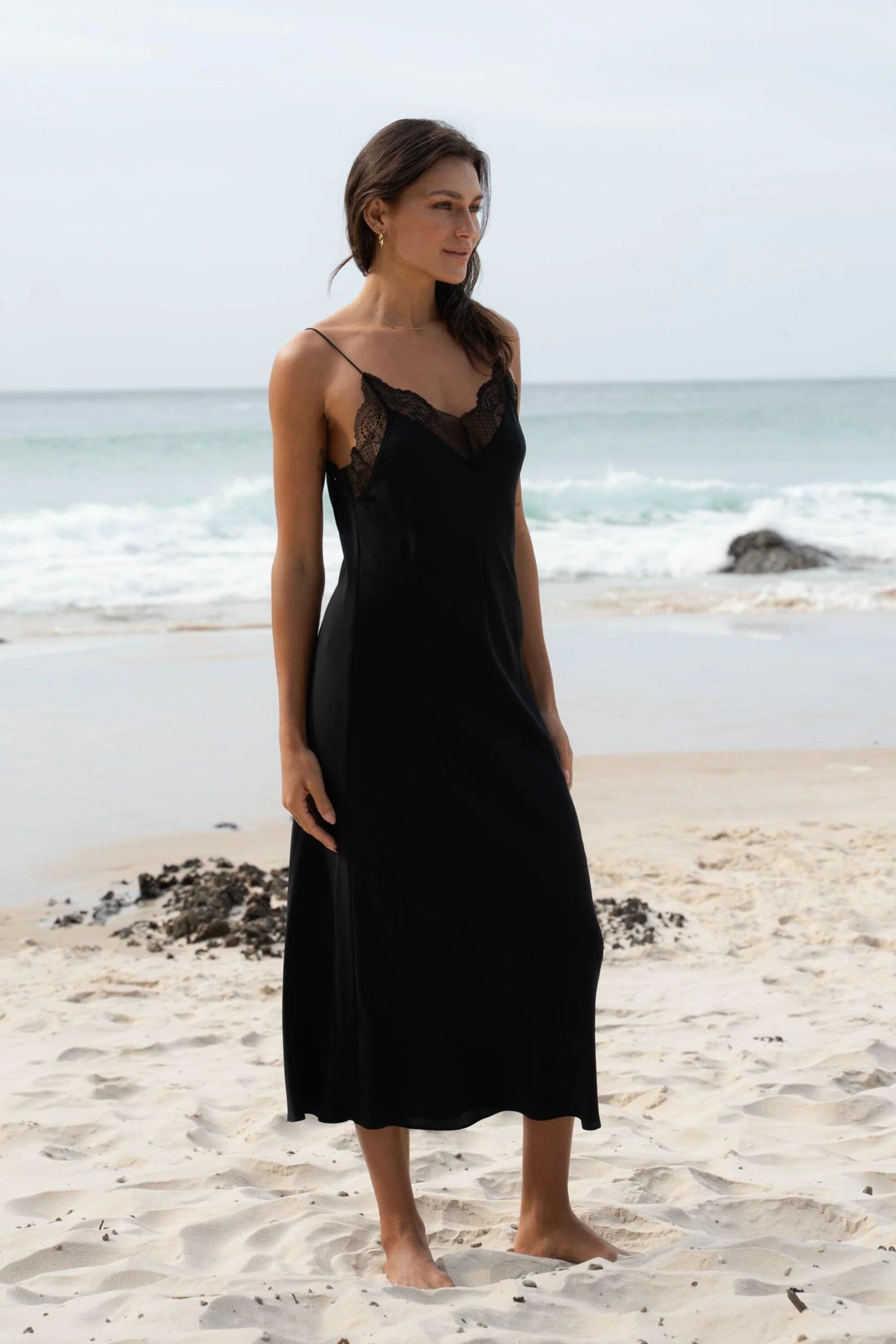 Lilly Pilly Freya Silk Slip - Black