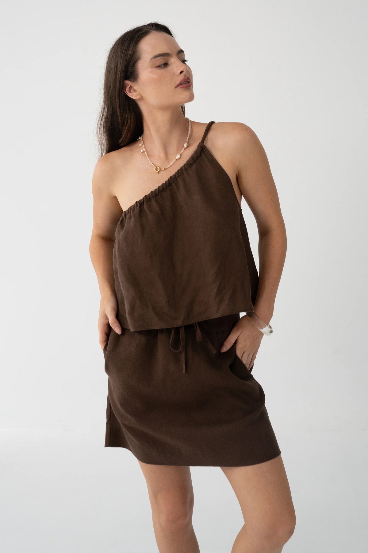 Lilly Pilly Anelle Linen Skirt - Chocolate