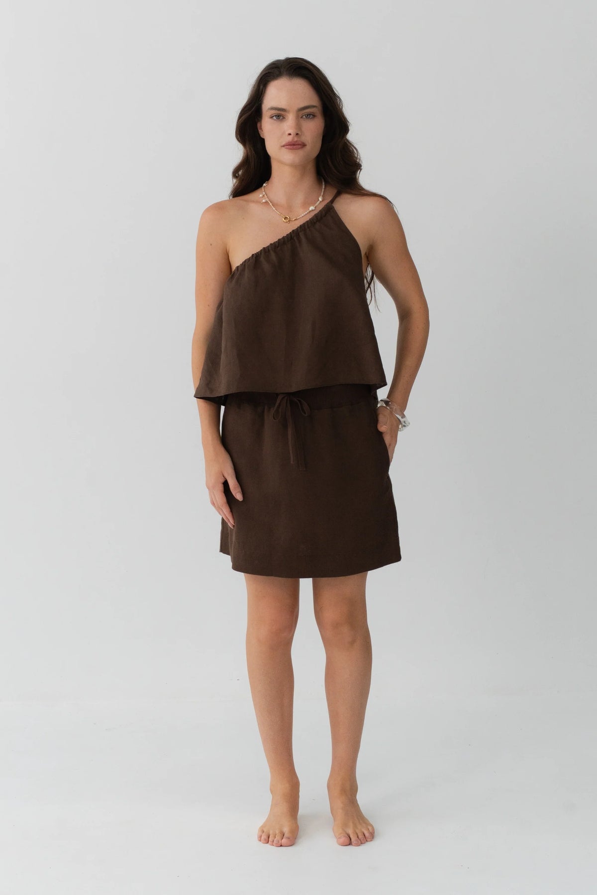 Lilly Pilly Anelle Linen Skirt - Chocolate