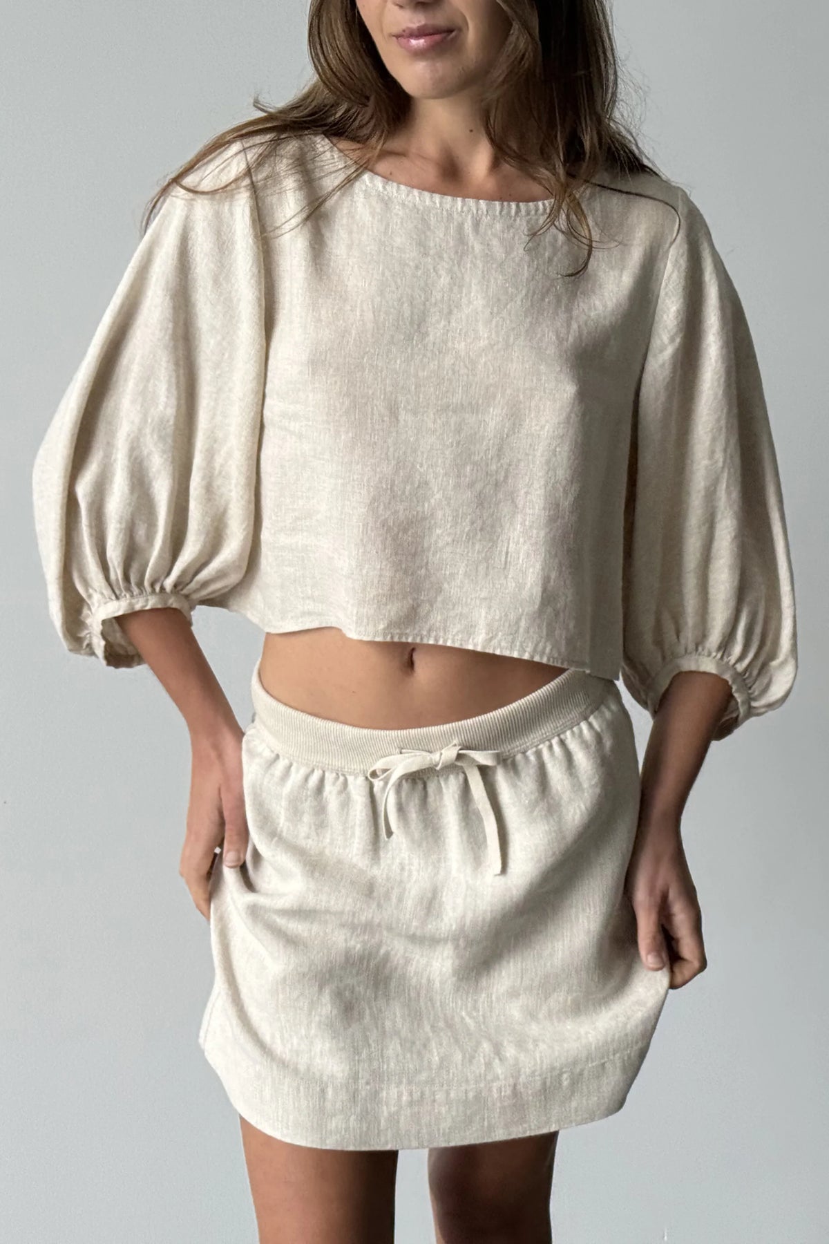 Lilly Pilly Anelle Linen Skirt - Oatmeal