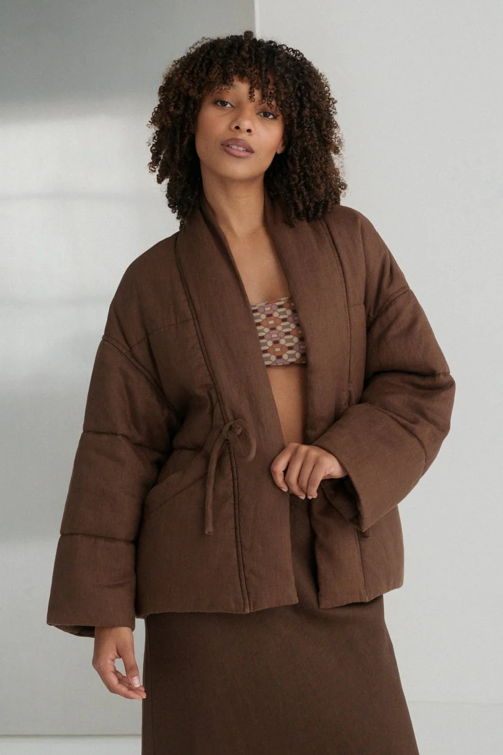 Lilly Pilly Aster Linen Coat - Chocolate