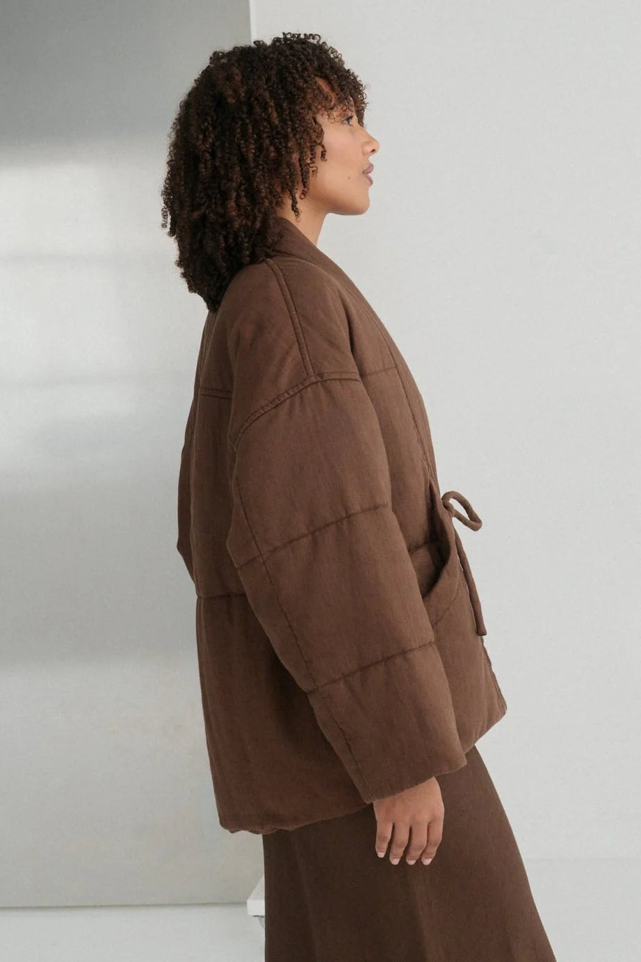 Lilly Pilly Aster Linen Coat - Chocolate