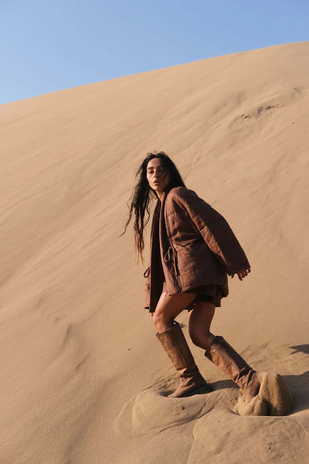 Lilly Pilly Aster Linen Coat - Chocolate