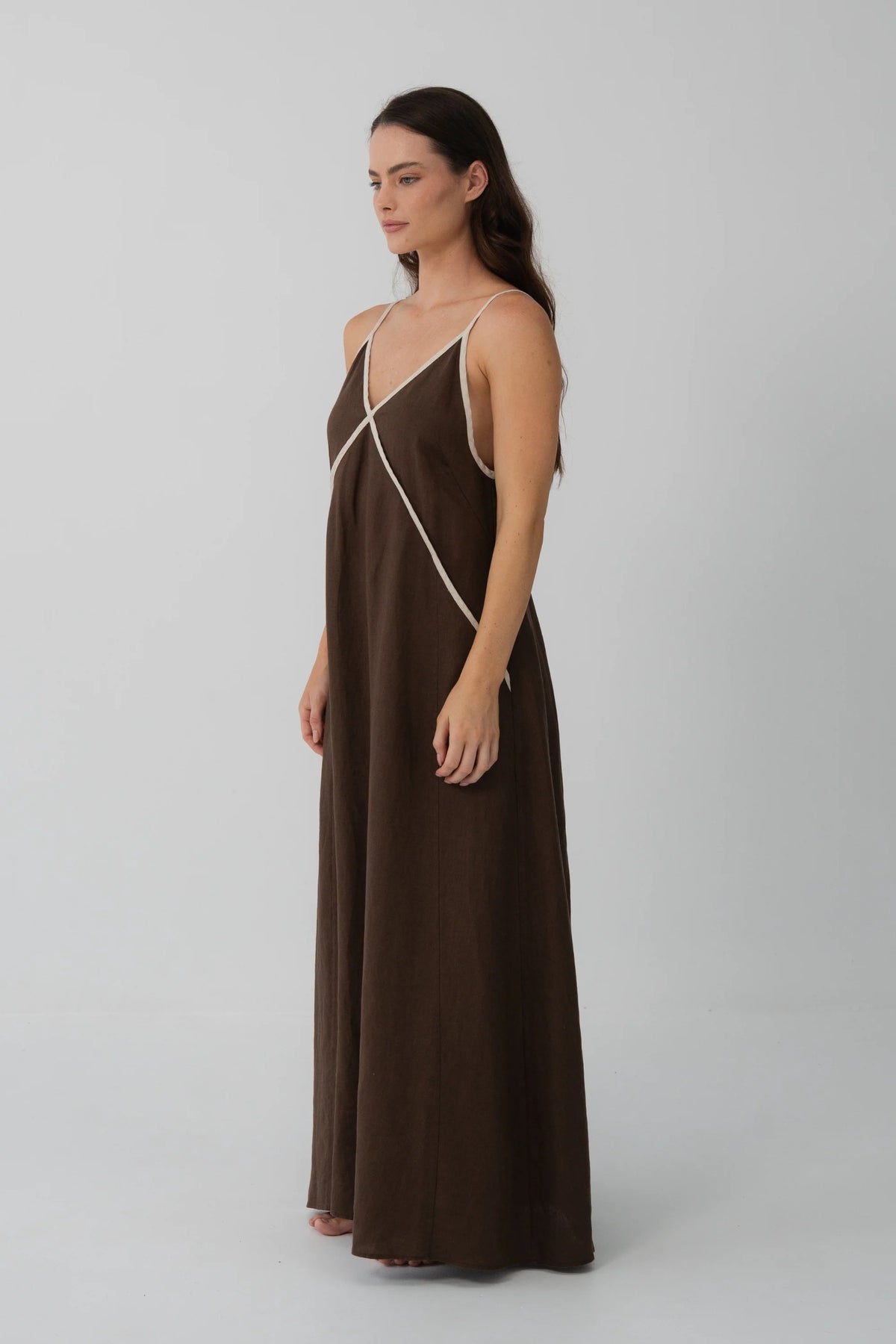 Lilly Pilly Azalea Linen Dress - Chocolate