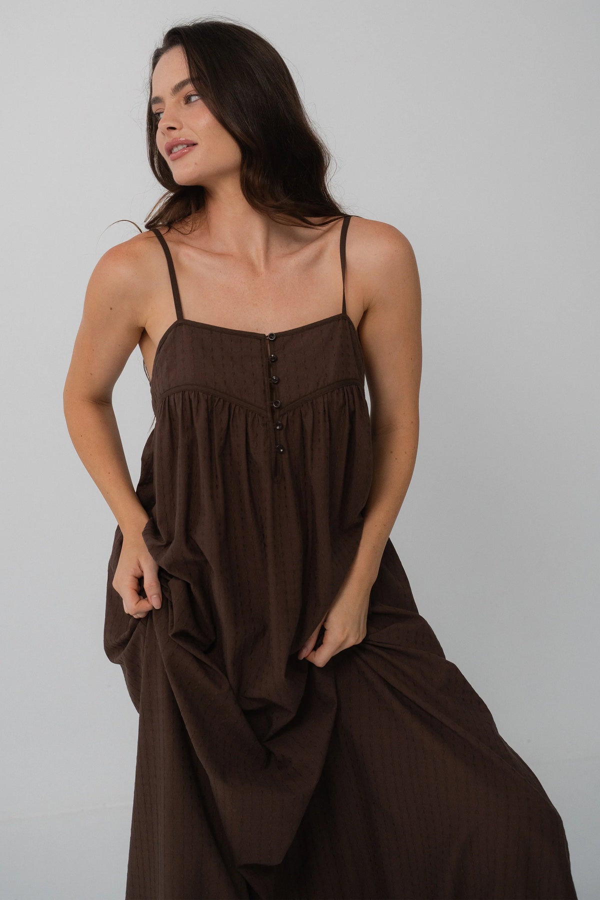 Lilly Pilly Beatrice Cotton Dress - Chocolate