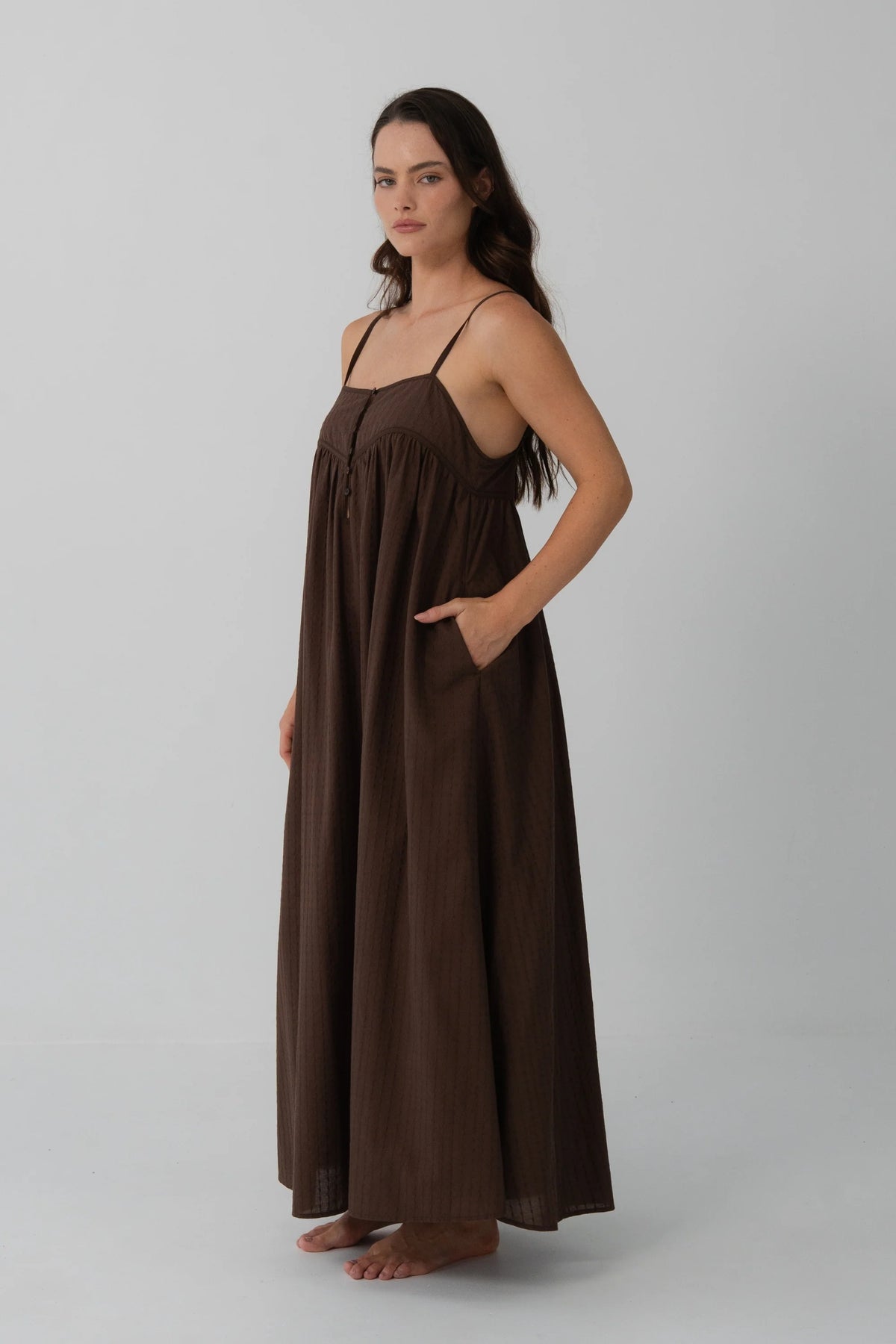Lilly Pilly Beatrice Cotton Dress - Chocolate