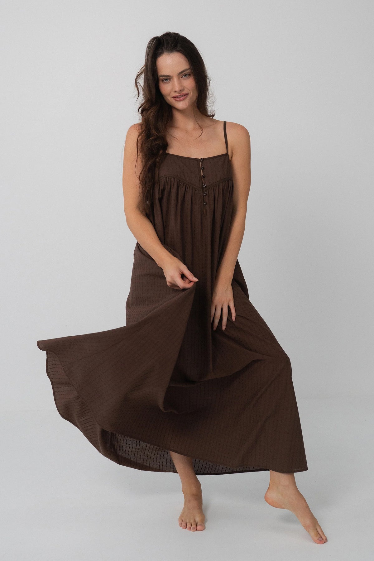 Lilly Pilly Beatrice Cotton Dress - Chocolate