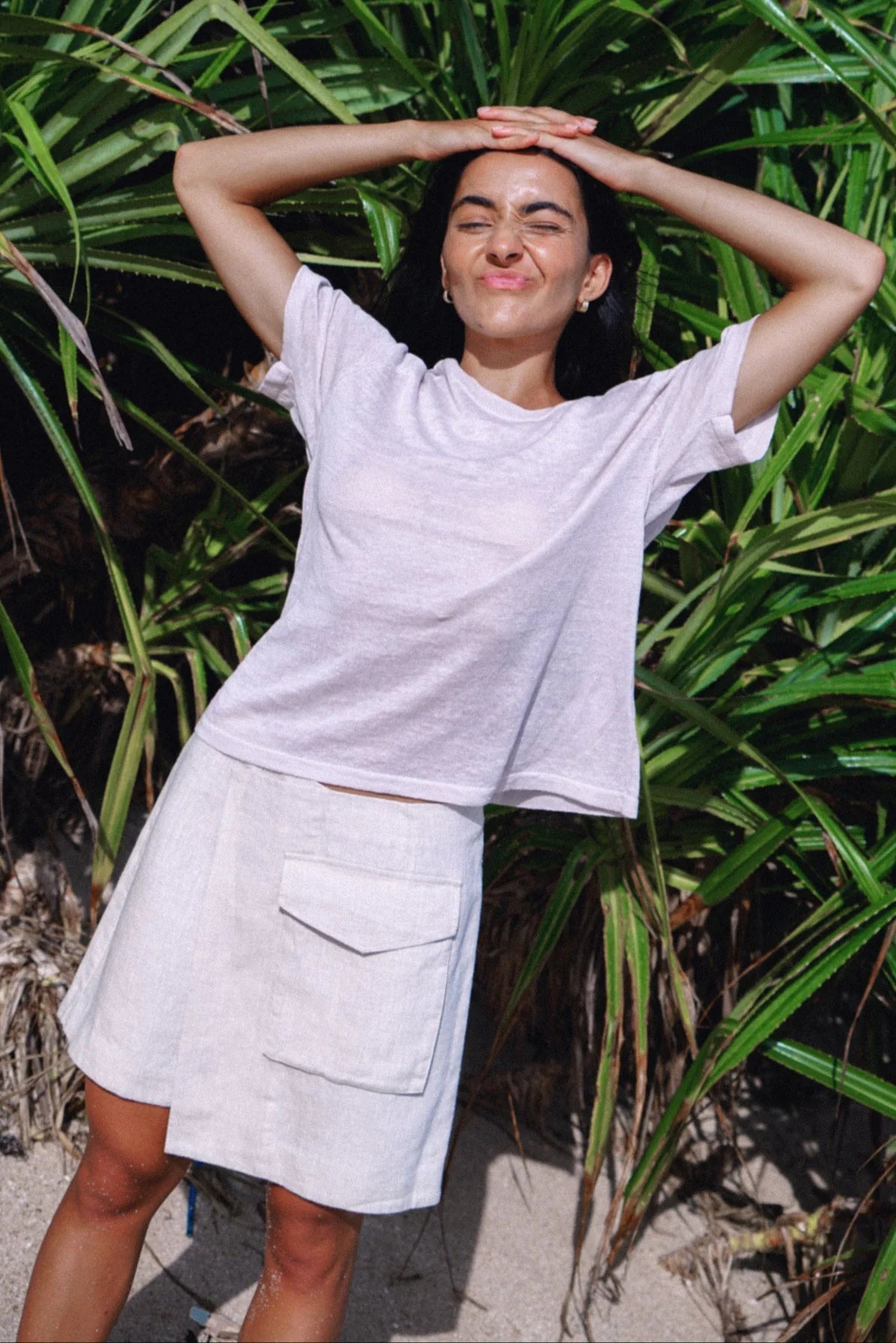 Lilly Pilly Betty Linen Skirt - Oatmeal