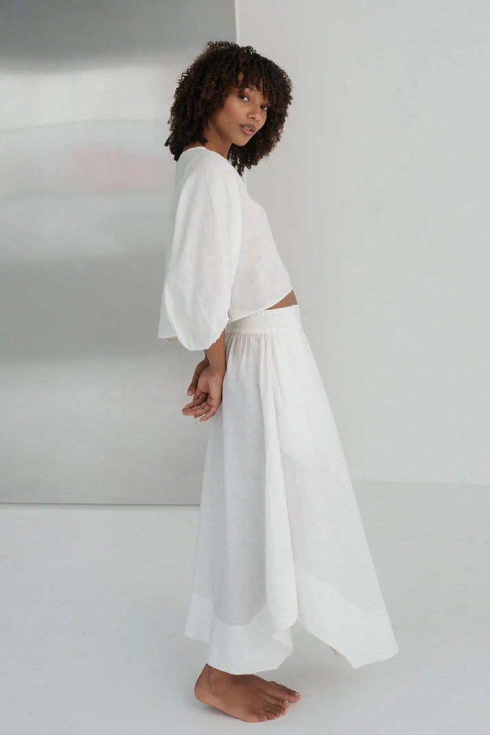 Lilly Pilly Demi Linen Top - Ivory