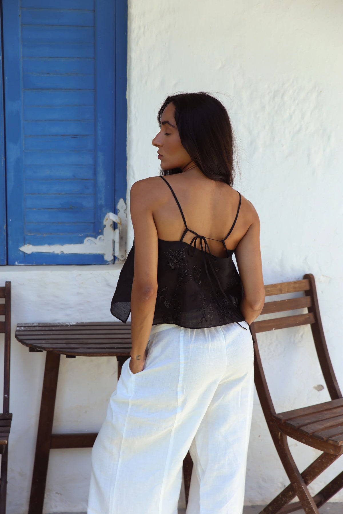 Lilly Pilly Flora Ramie Cami - Black