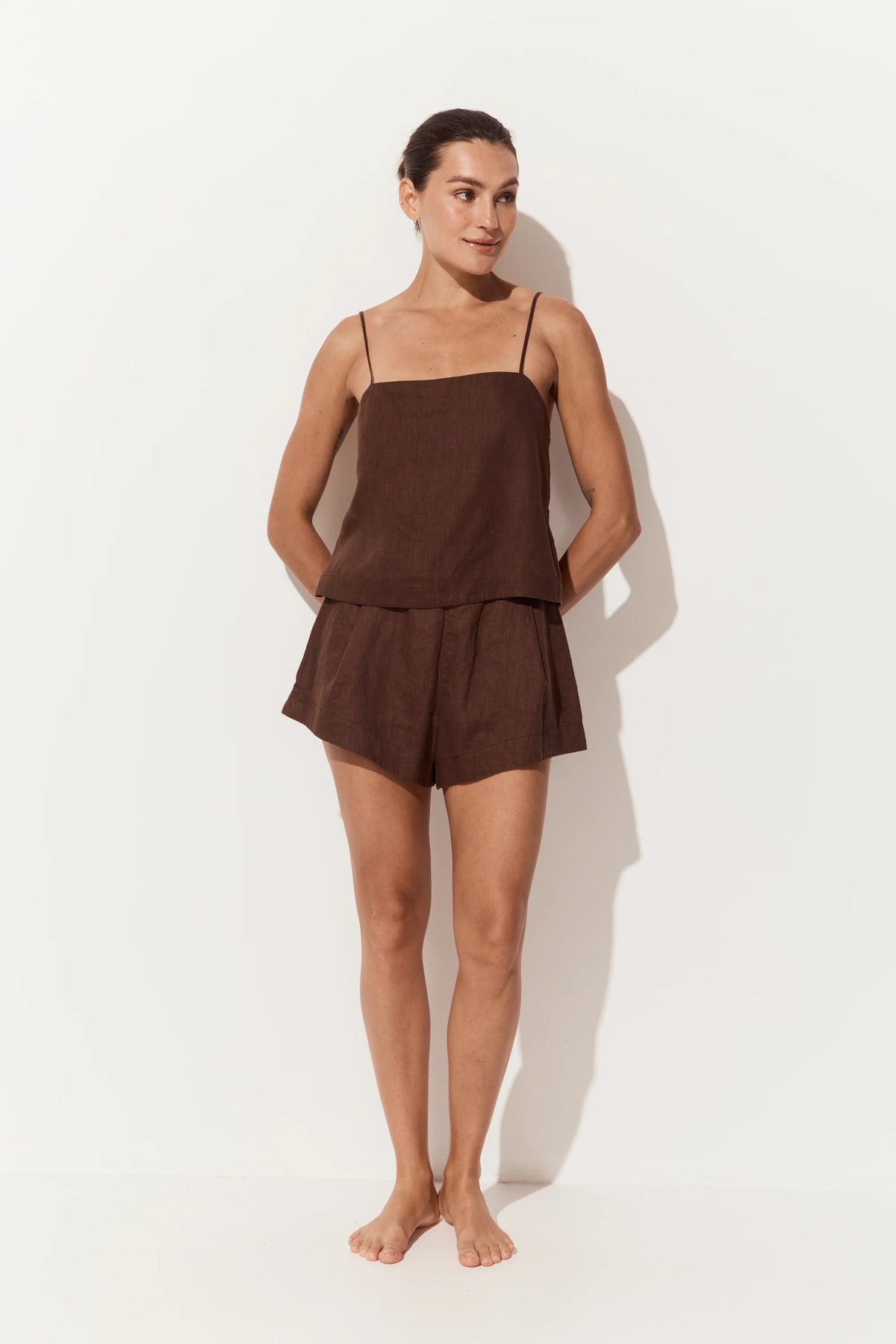 Lilly Pilly Gaia Linen Shorts - Chocolate
