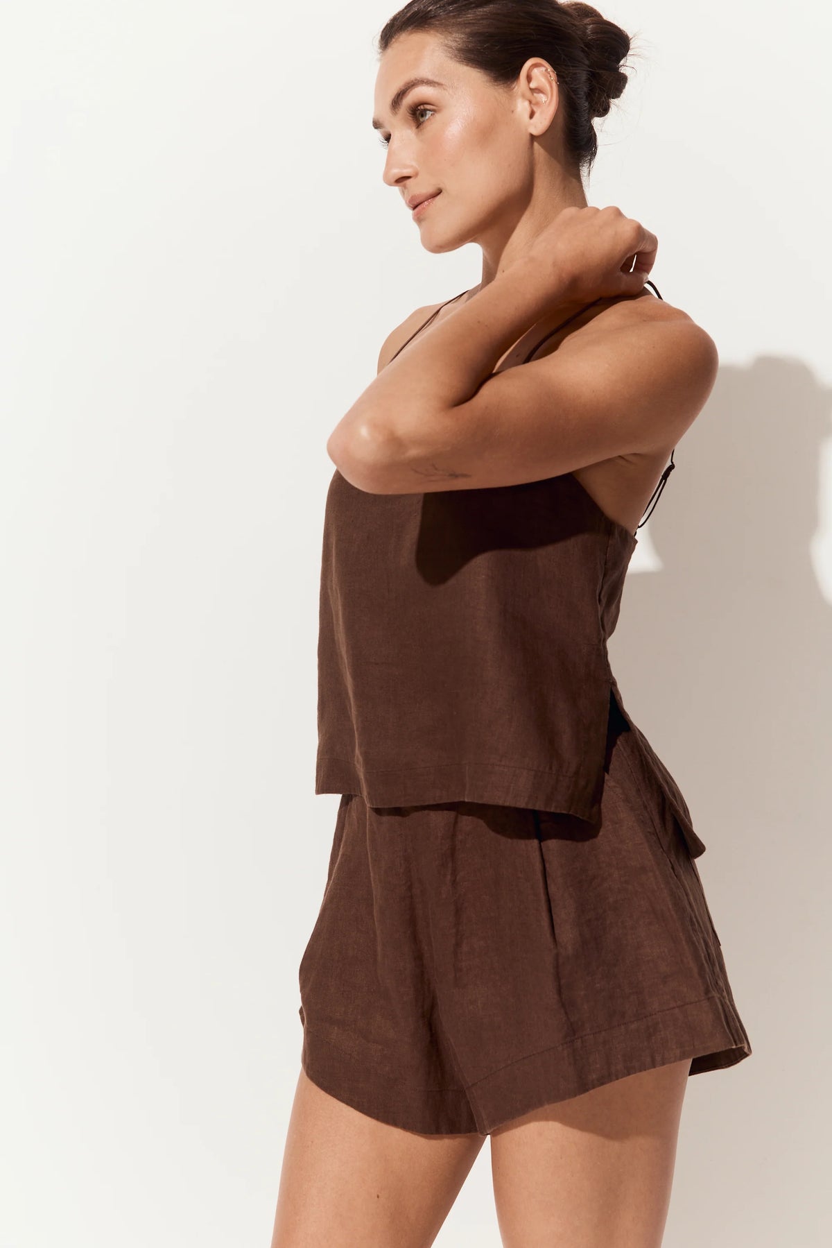 Lilly Pilly Gaia Linen Shorts - Chocolate