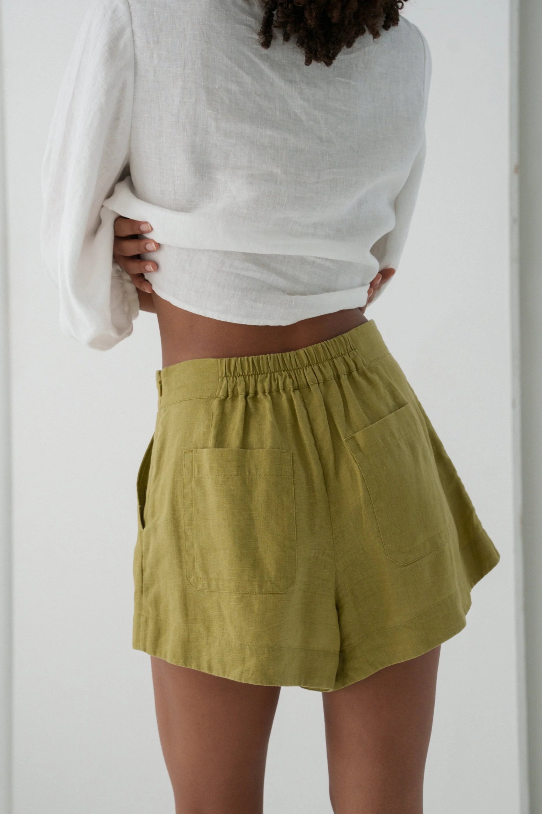 Lilly Pilly Gaia Linen Shorts - Olive